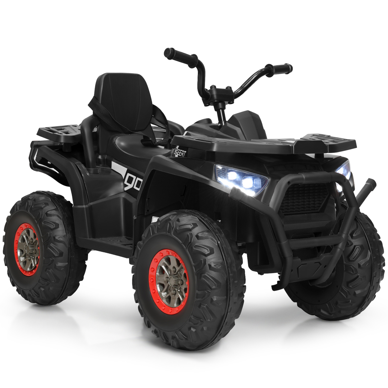 12V Electric Kids Ride On Car ATV 4-Wheeler Quad W/ LED Light Black/Red/White - Black