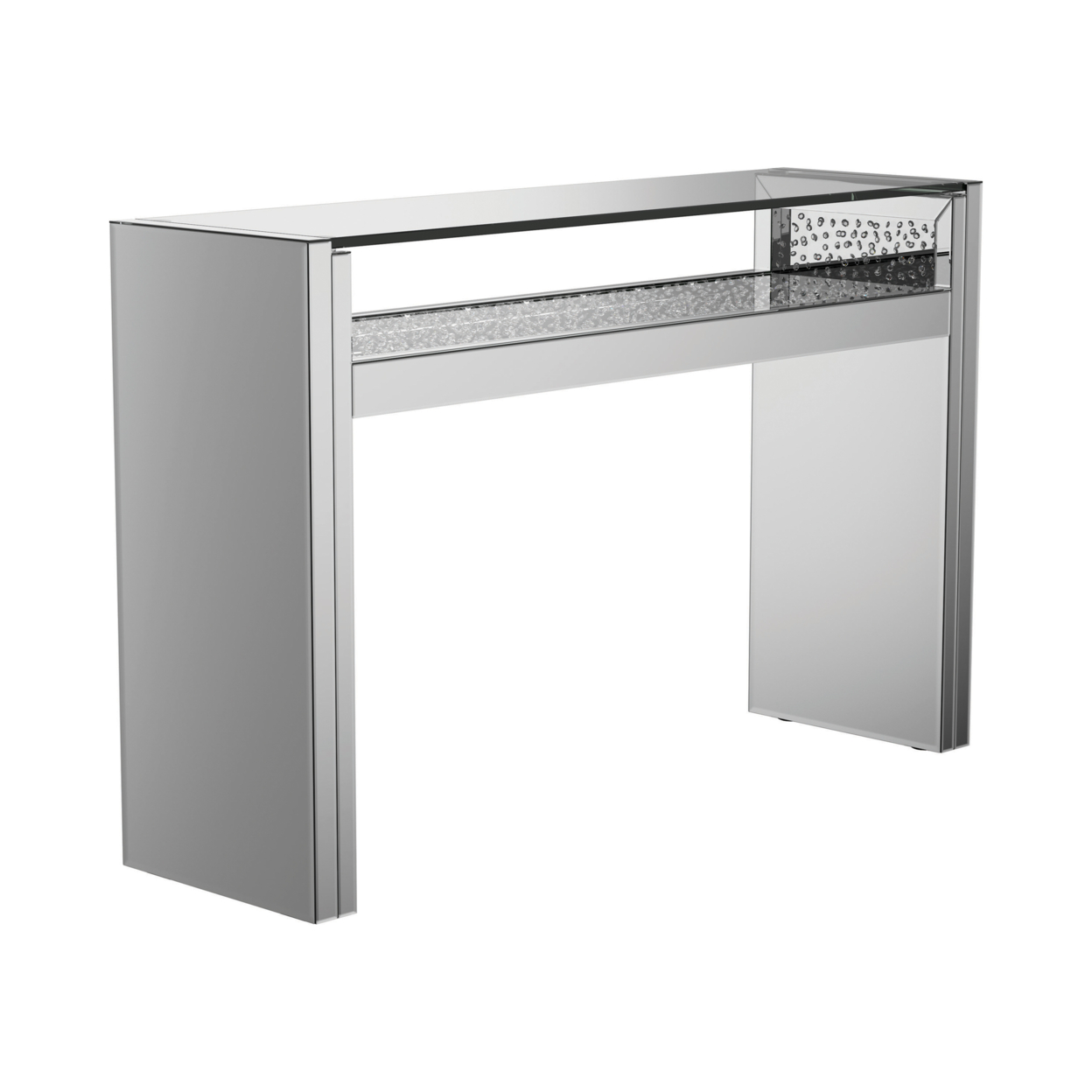 Metal Console Table With One Open Shelf, Silver And Chrome- Saltoro Sherpi