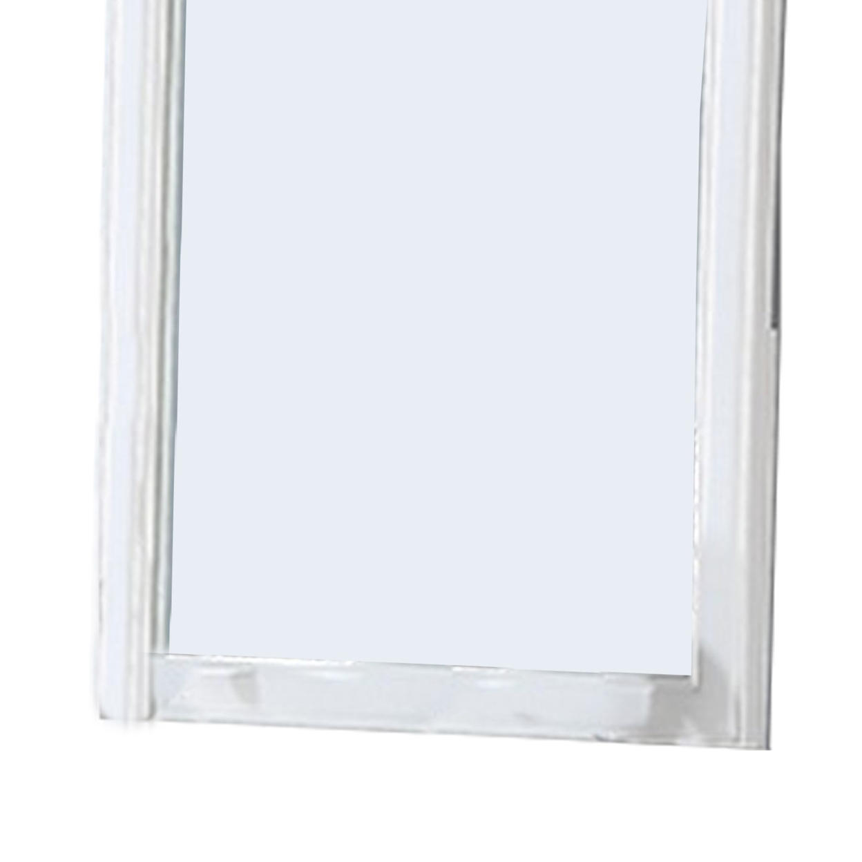37 Inches Wooden Mirror With Curved Edges, White- Saltoro Sherpi