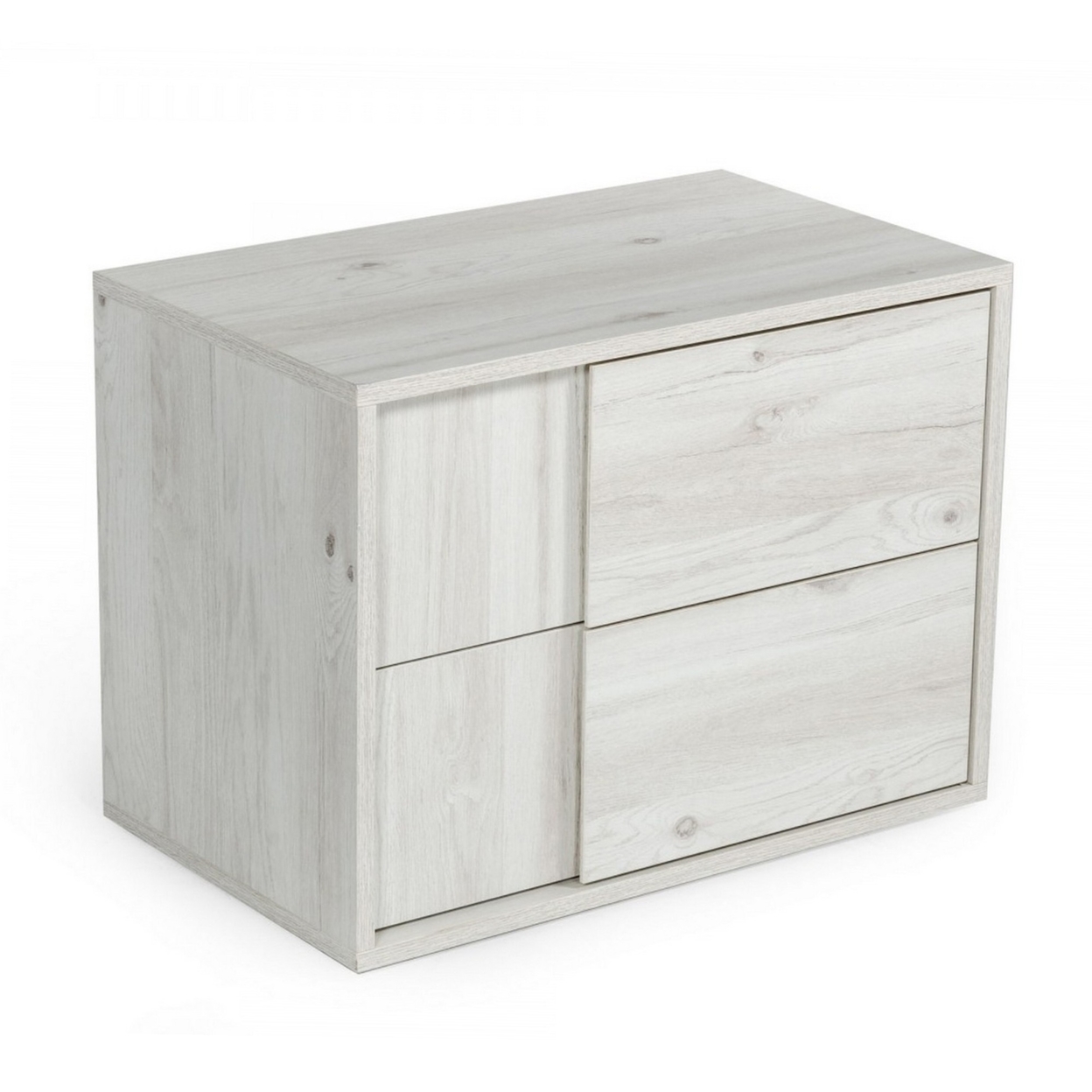 Wooden Nightstand With 2 Self Closing Drawers, White- Saltoro Sherpi