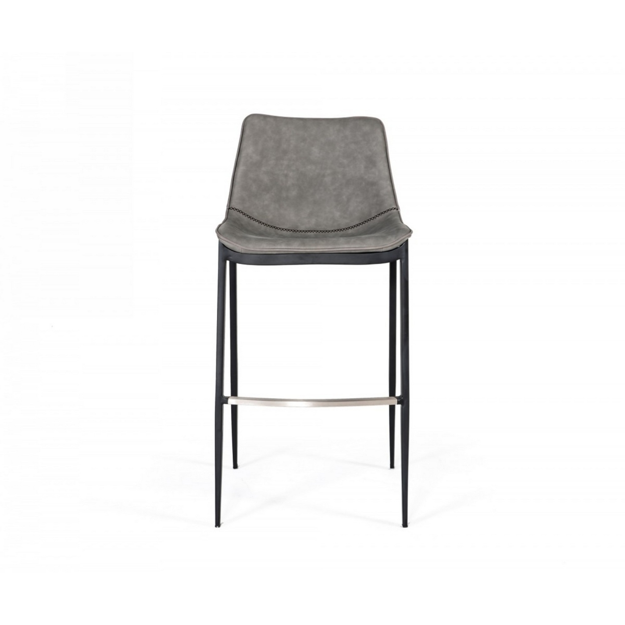 Counter Leatherette Barstool With Angled Tapered Legs, Set Of 2, Gray- Saltoro Sherpi