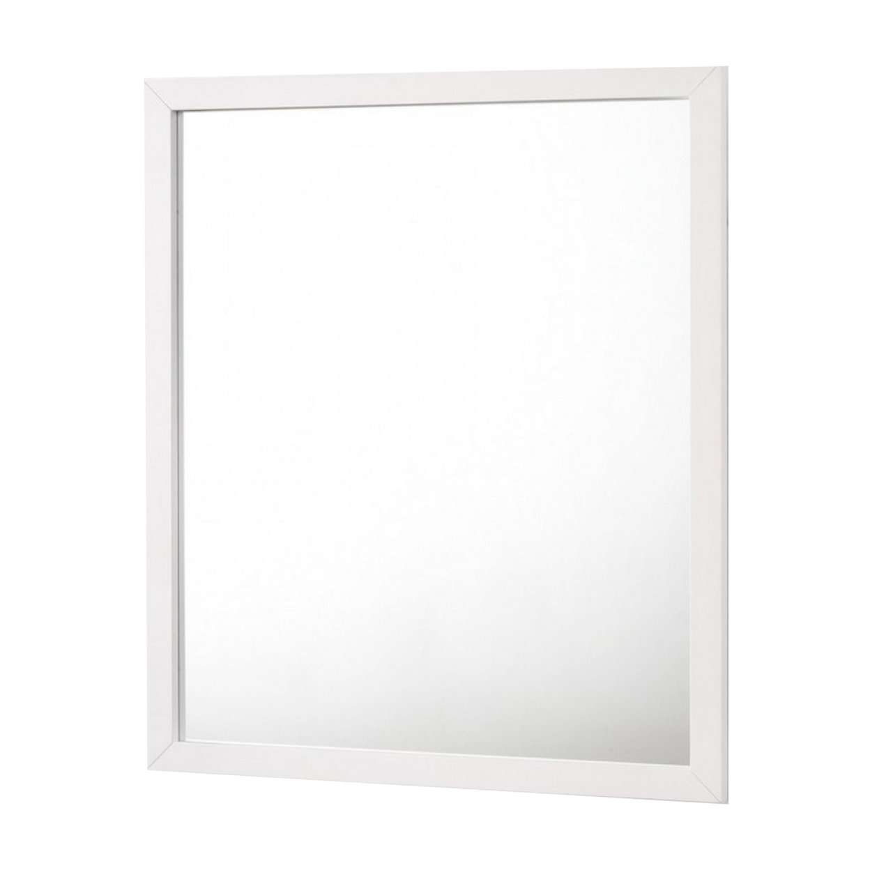 Wall Mirror With Rectangle Frame And Natural Wood Grain Details, White- Saltoro Sherpi