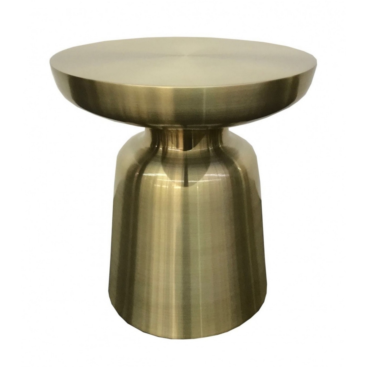 15 Inch Mushroom Shaped Metal End Table, Gold- Saltoro Sherpi