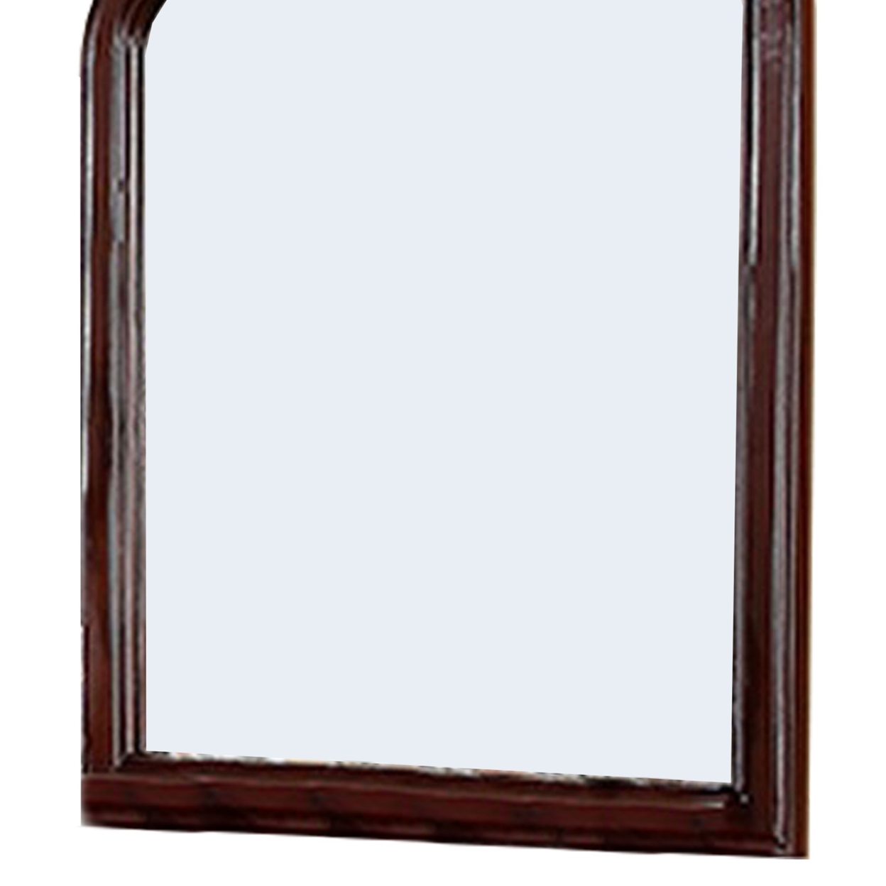 37 Inches Wooden Mirror With Curved Edges, Brown- Saltoro Sherpi