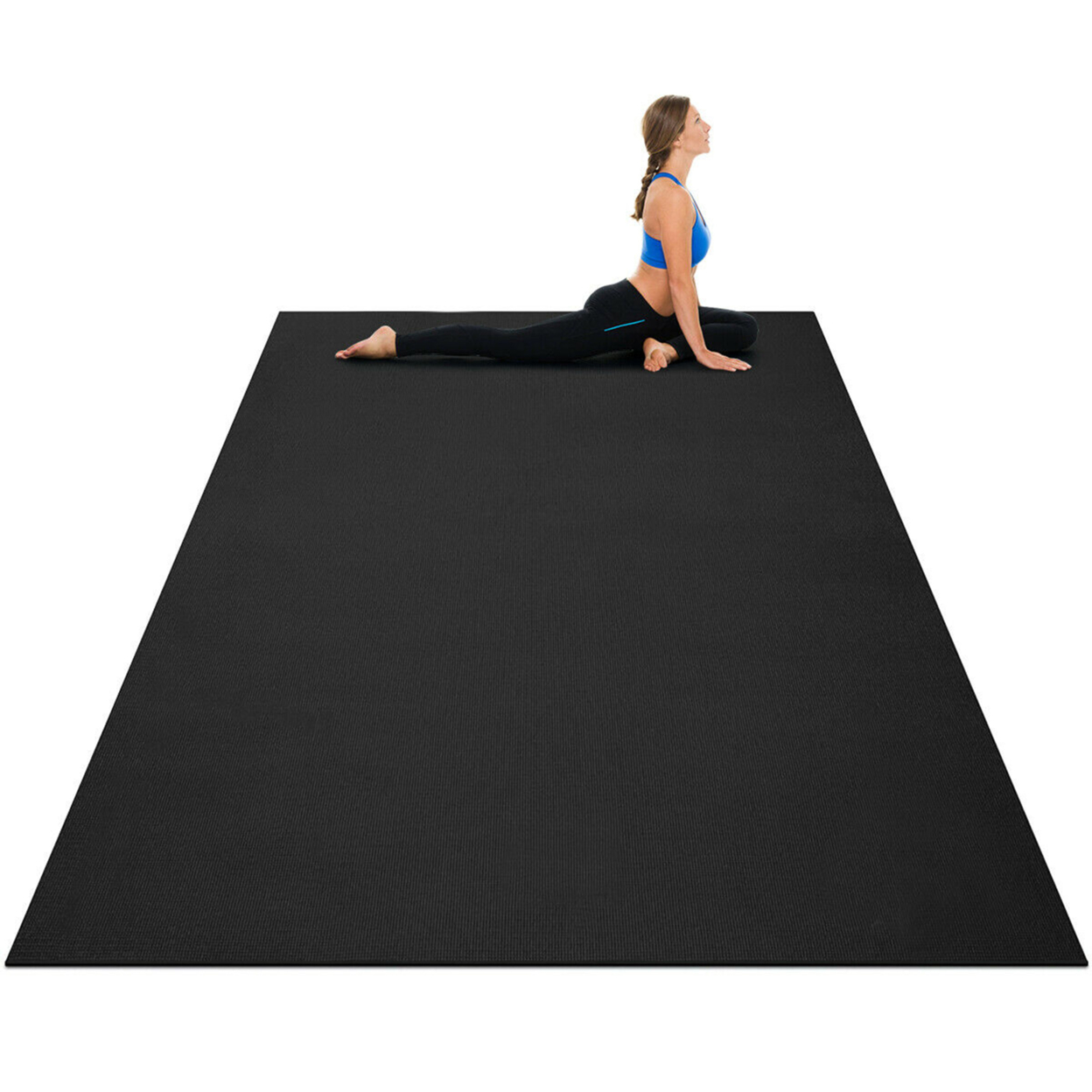 Large Yoga Mat 7' X 5' X 8 Mm Thick Workout Mats For Home Gym Flooring - Black