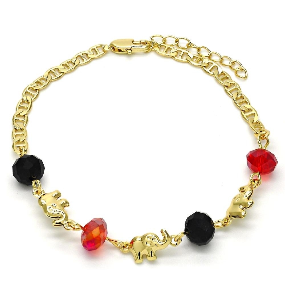14K Gold Filled Azabache Elephant Mariner/Marina /Mariner Bracelet 7.5''