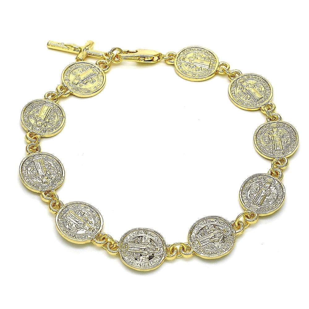 Gold Religious Bracelet 8'' 18K Gold Filled High Polish Finsh