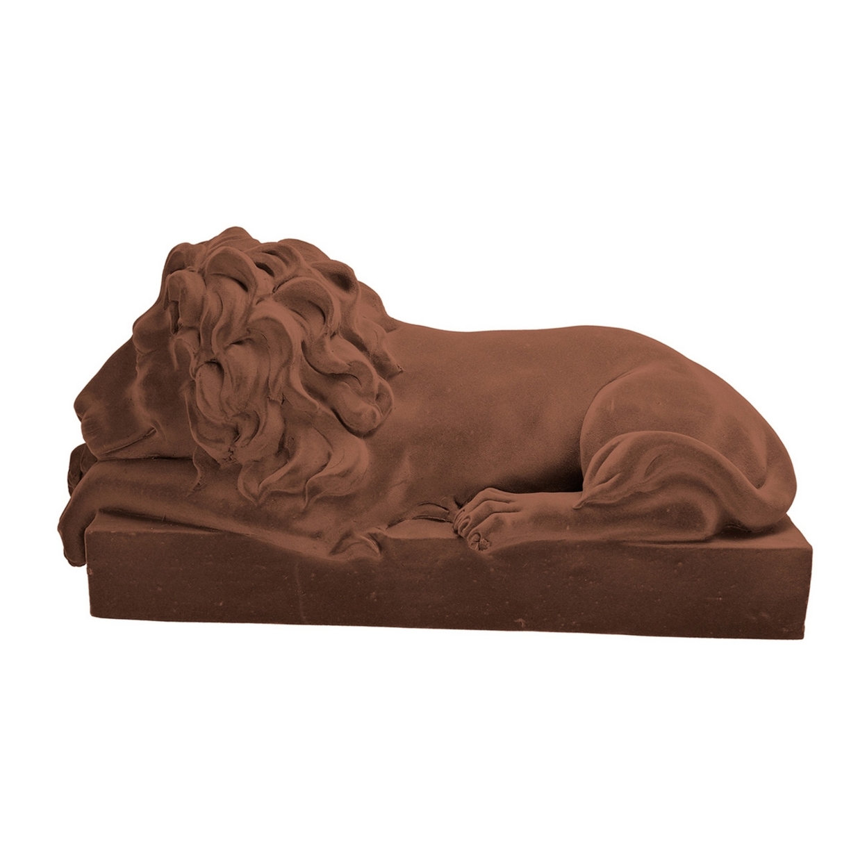 8.7 Inches Polyresin Sleeping Lion On Bar Sculpture, Brown- Saltoro Sherpi