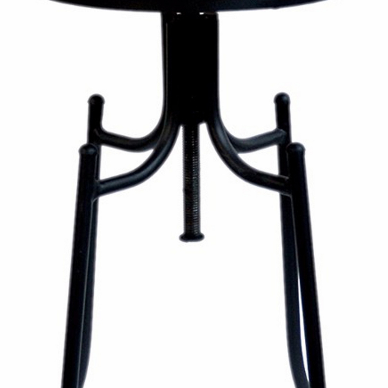 Round Leatherette Upholstered Metal Bar Stool, Black- Saltoro Sherpi