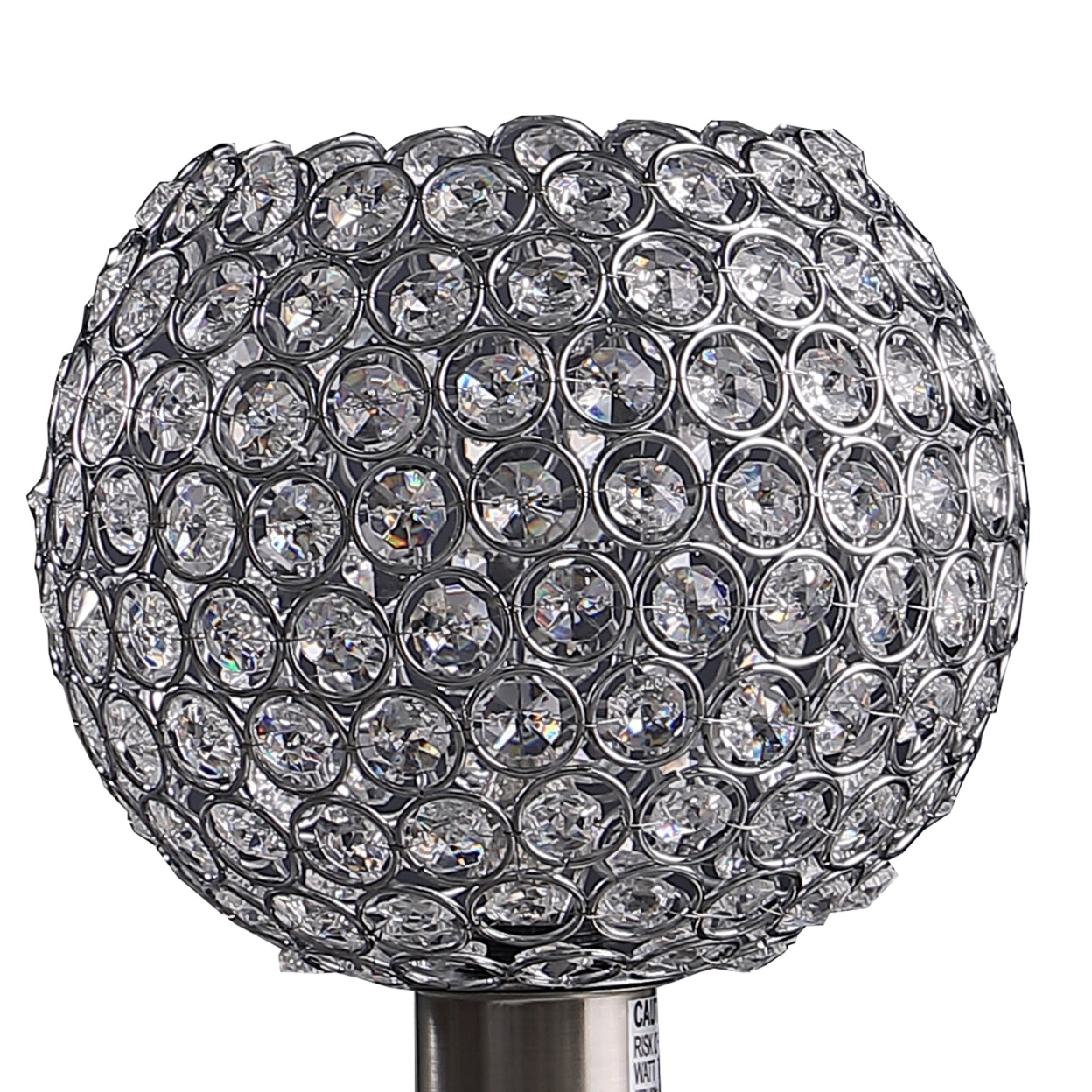 Acrylic Bead Globe Table Lamp With Metal Base, Silver- Saltoro Sherpi