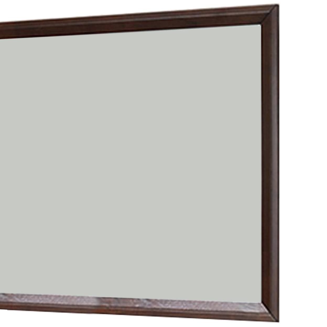 35 Inches Rectangular Wood Encased Mirror, Brown- Saltoro Sherpi