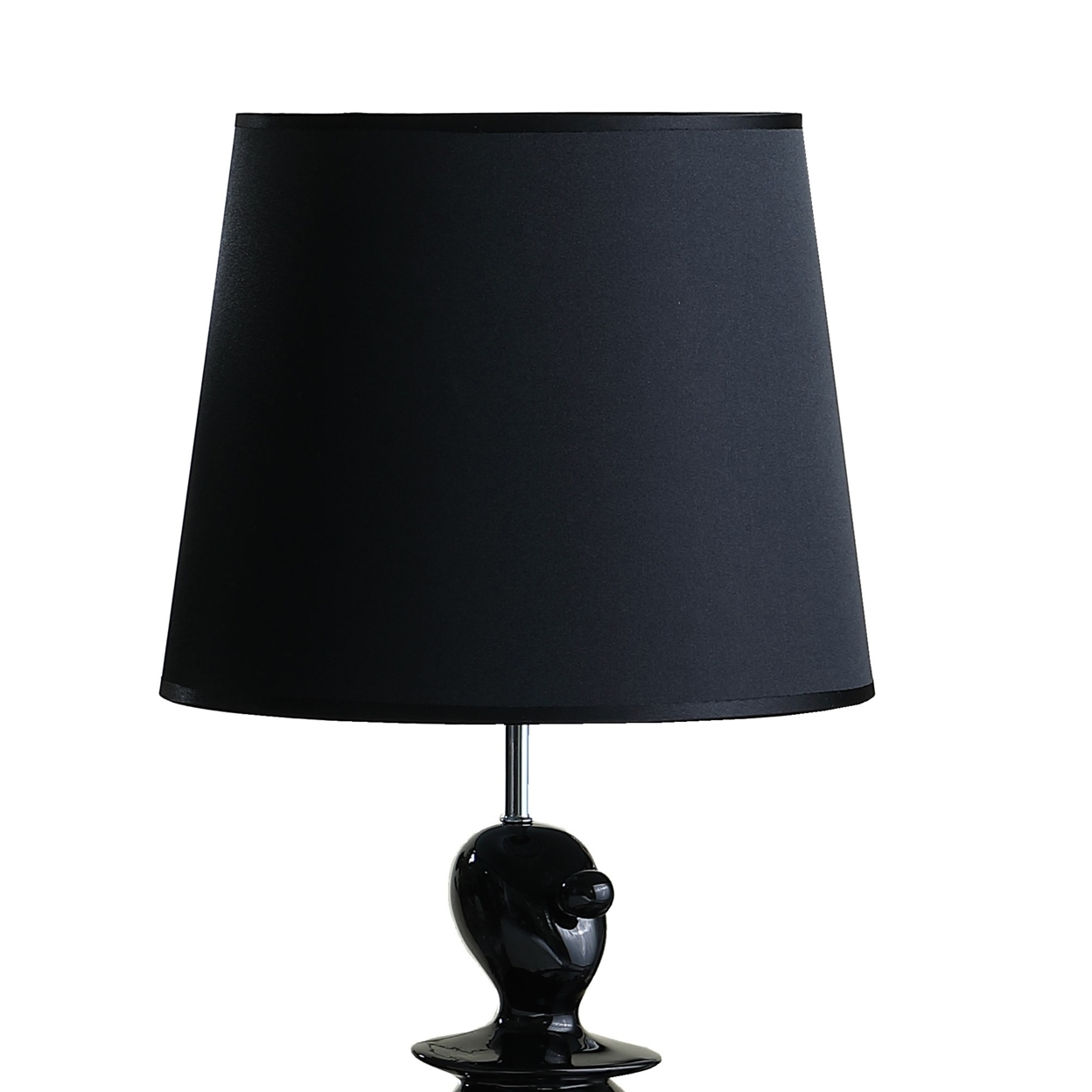 Fabric Shade Table Lamp With Polyresin Sitting Clown Base, Black- Saltoro Sherpi