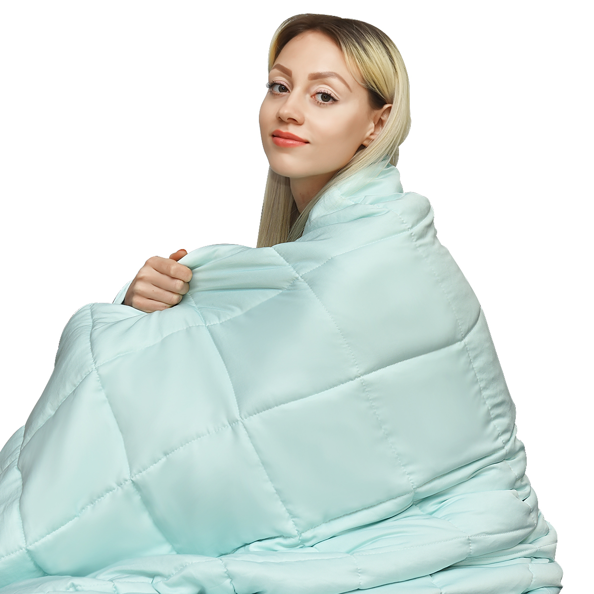 7-20 Lbs Cooling Weighted Blanket Luxury Cooler Version Light Green - 60'' X 80'' 15 Lbs