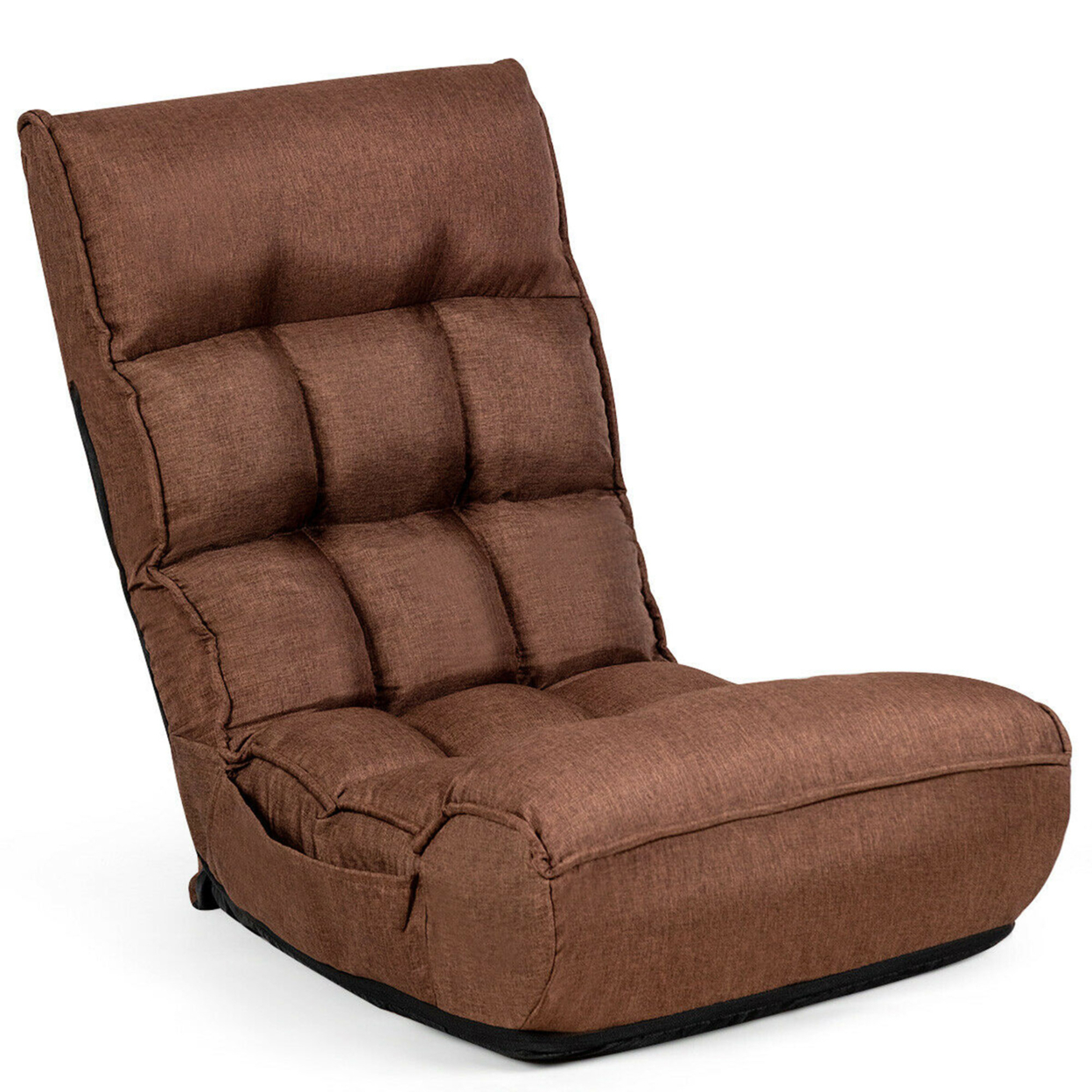 4-Position Floor Chair Folding Lazy Sofa W/Adjustable Backrest & Headrest - Coffee