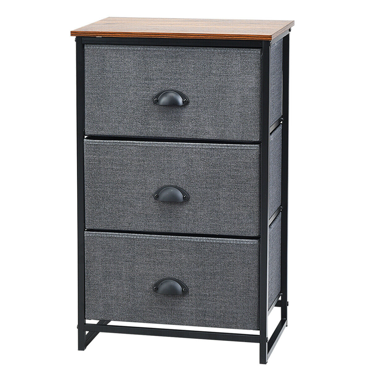 3 Drawer Nightstand Side Table Storage Tower Dresser Chest Home Office Furniture - Black