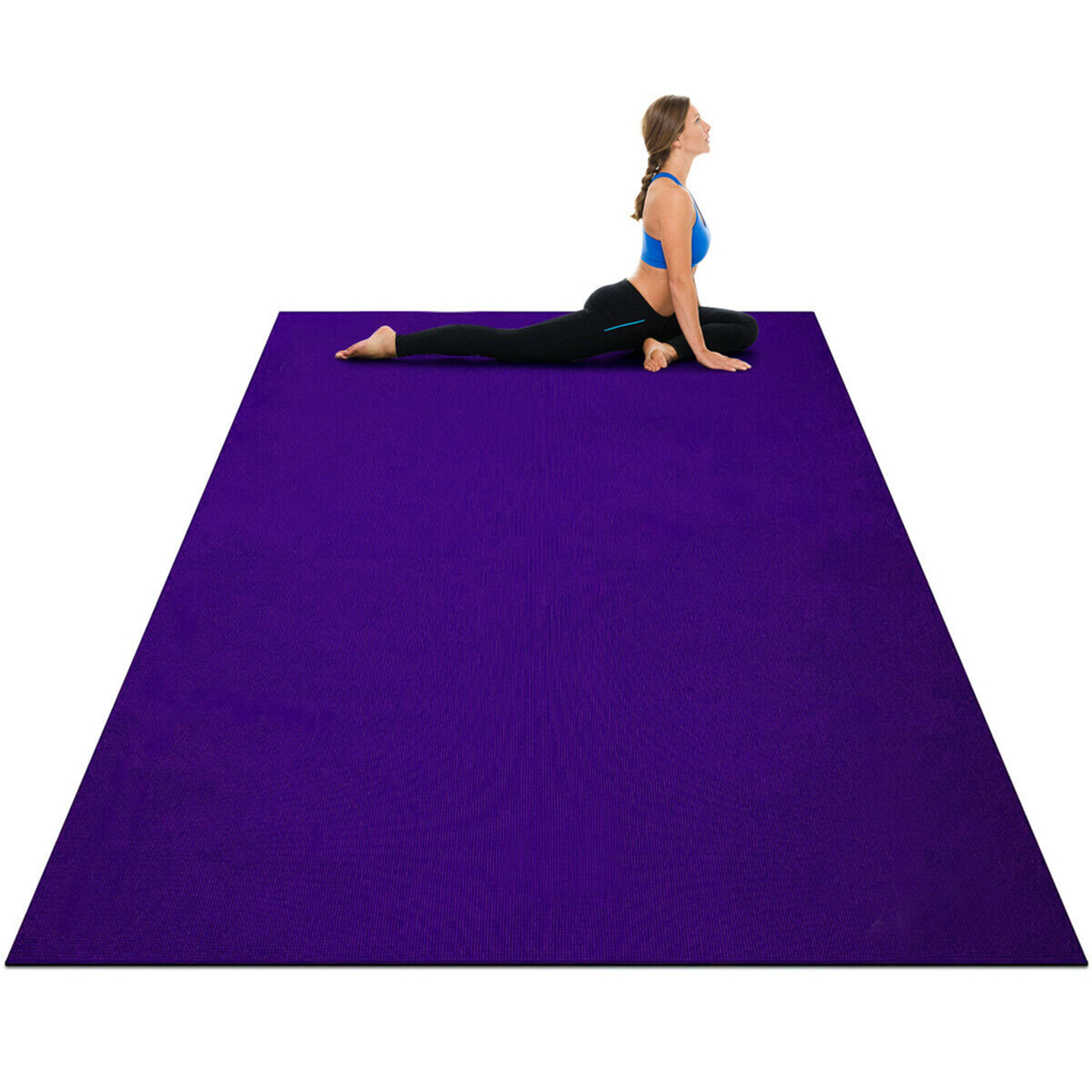 Large Yoga Mat 7' X 5' X 8 Mm Thick Workout Mats For Home Gym Flooring - Purple
