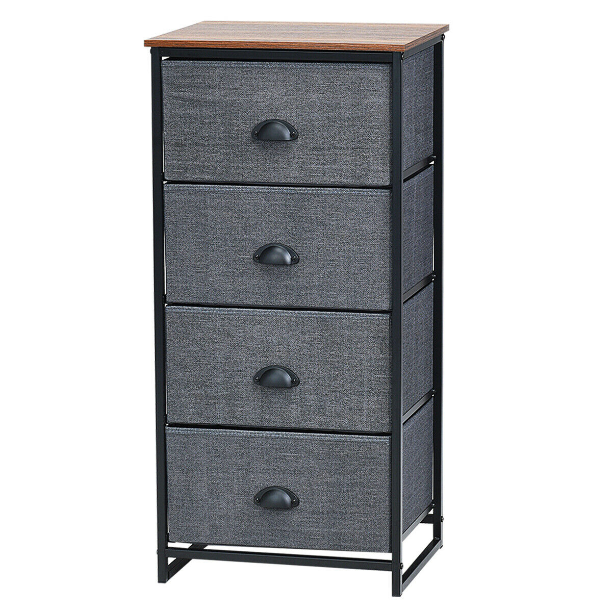 4 Drawers Dresser Chest Storage Tower Side Table Display Home Furniture - Black