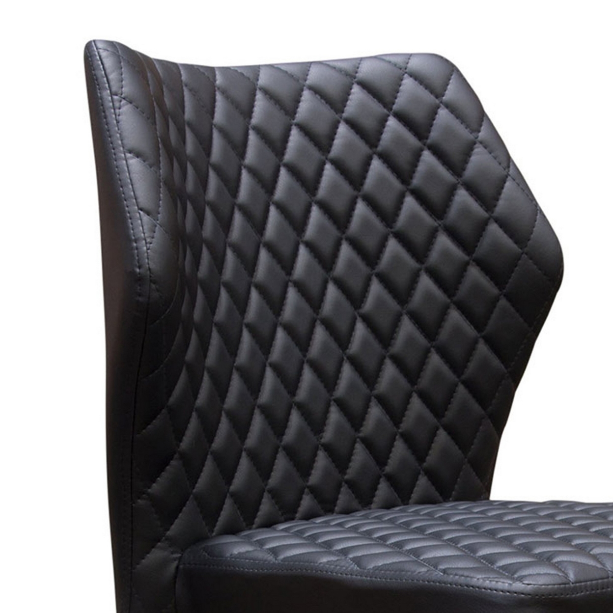 Diamond Tufted Leatherette Dining Chair With Metal Legs, Black, Set Of Four- Saltoro Sherpi