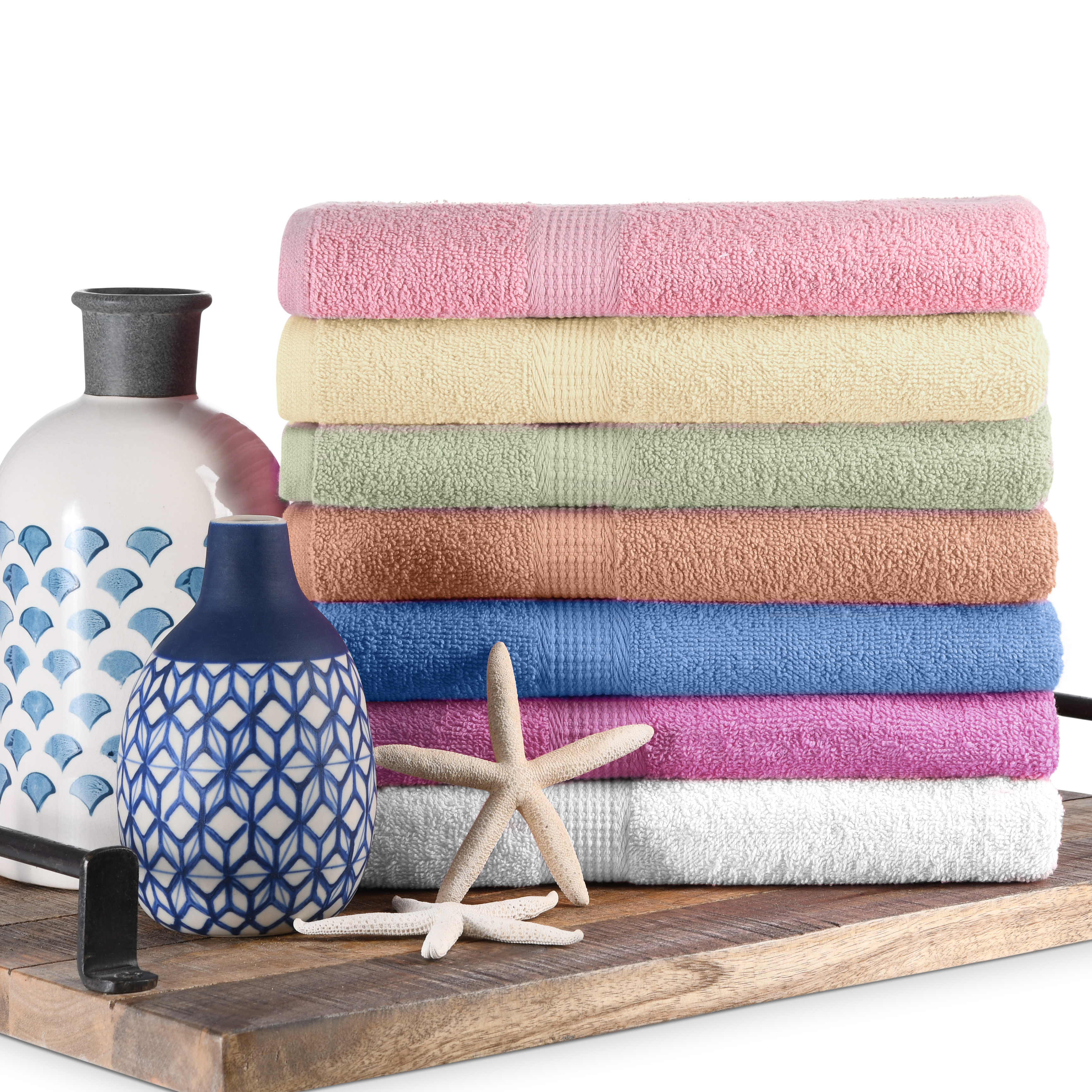 7-Pack: Super Absorbent 100% Cotton Bath Towels