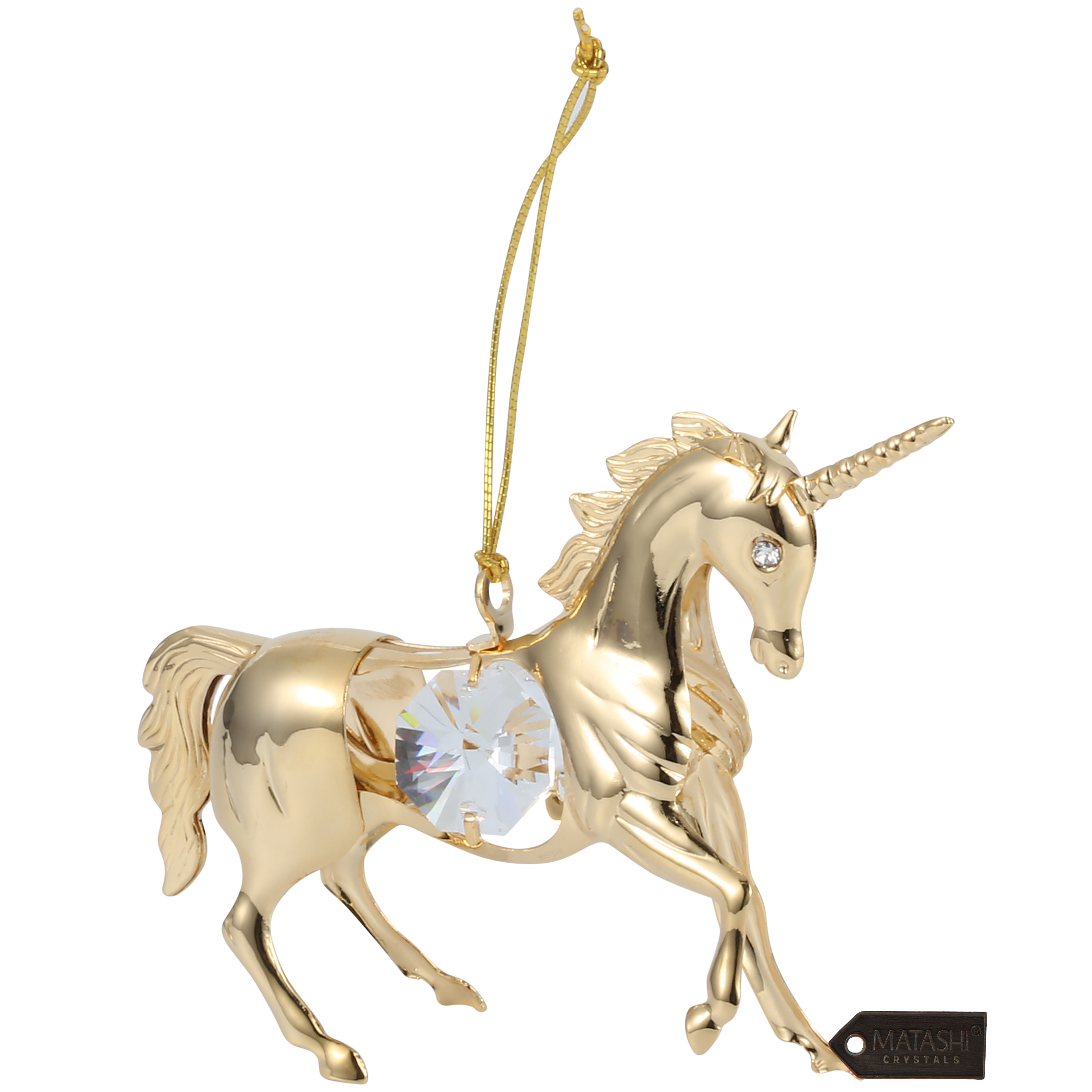 Matashi 24K Gold Plated Crystal Studded Unicorn Ornament