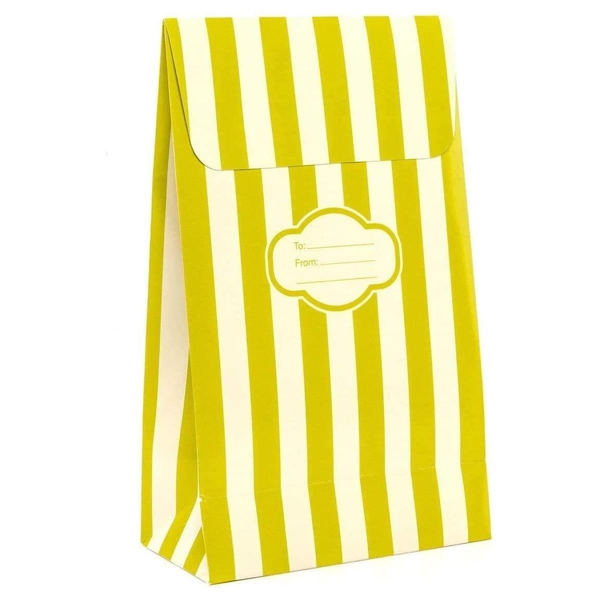 Pressie Pouch Peel & Seal Gift Bag Green Stripe 12pk Small No-Wrap