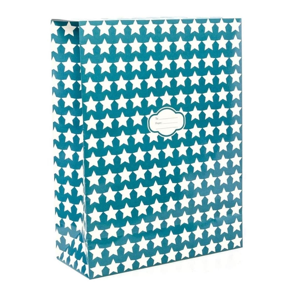 Pressie Pouch Peel & Seal Gift Bag Blue Stars 12pk Medium No-Wrap Present
