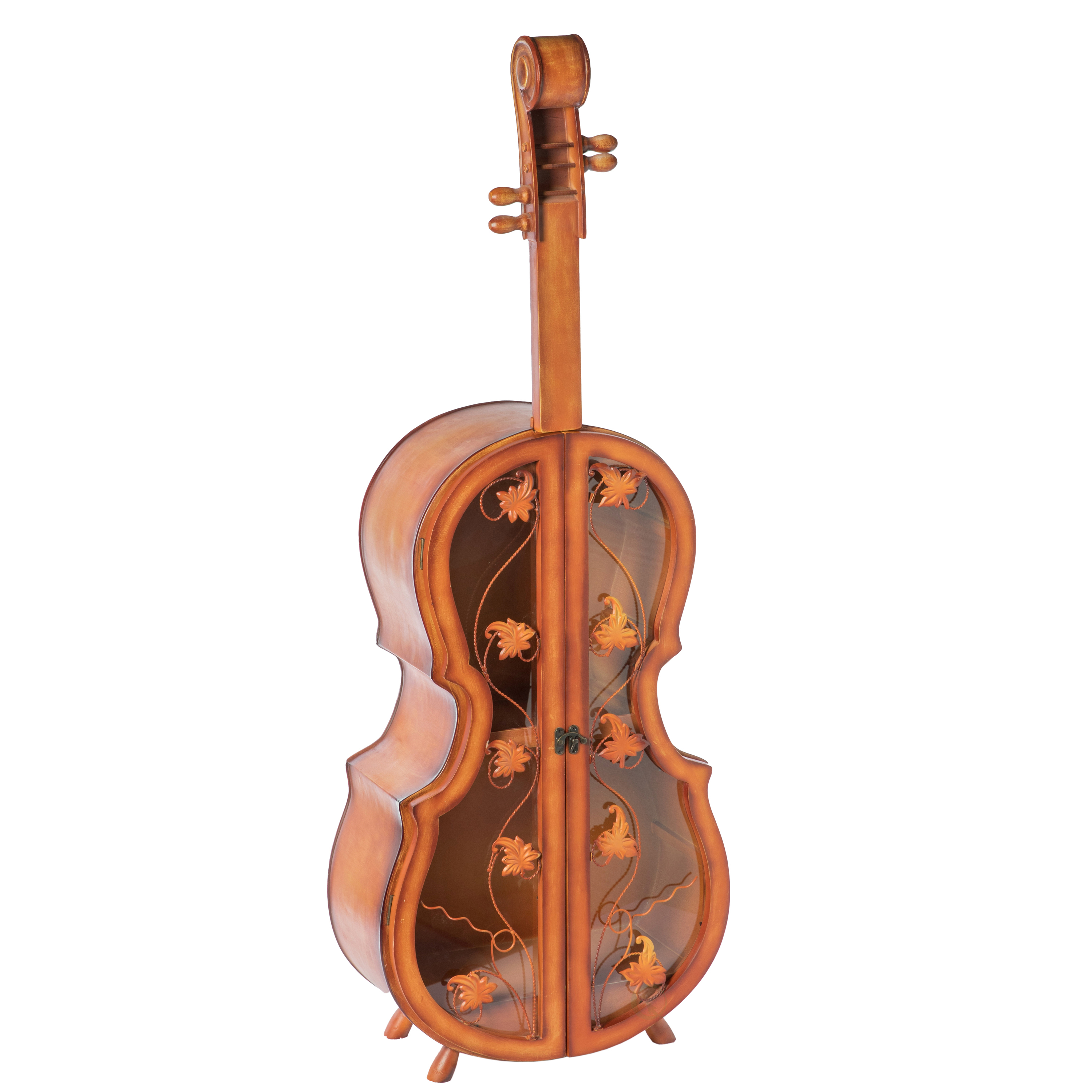 4.5 Feet Tall Violin Shaped Cabinet With 2 Shelf And Acrylic Clear Double Door