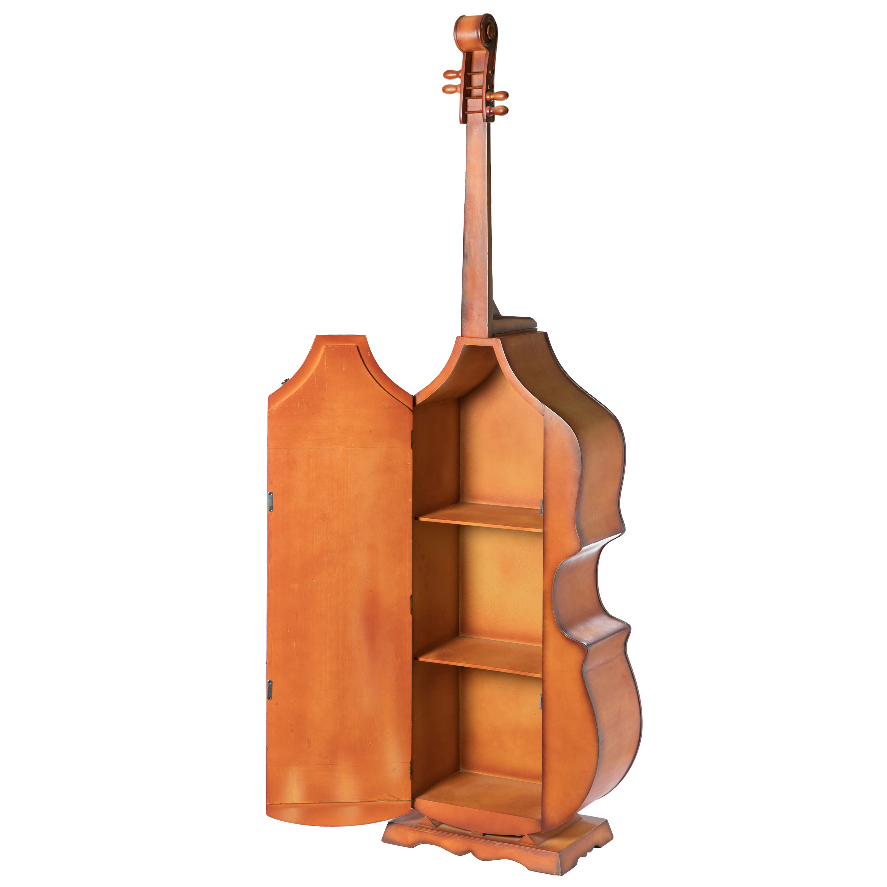 6.5 Feet Tall Violin, 3 Shelf Large Violin Shaped Cabinet With Door