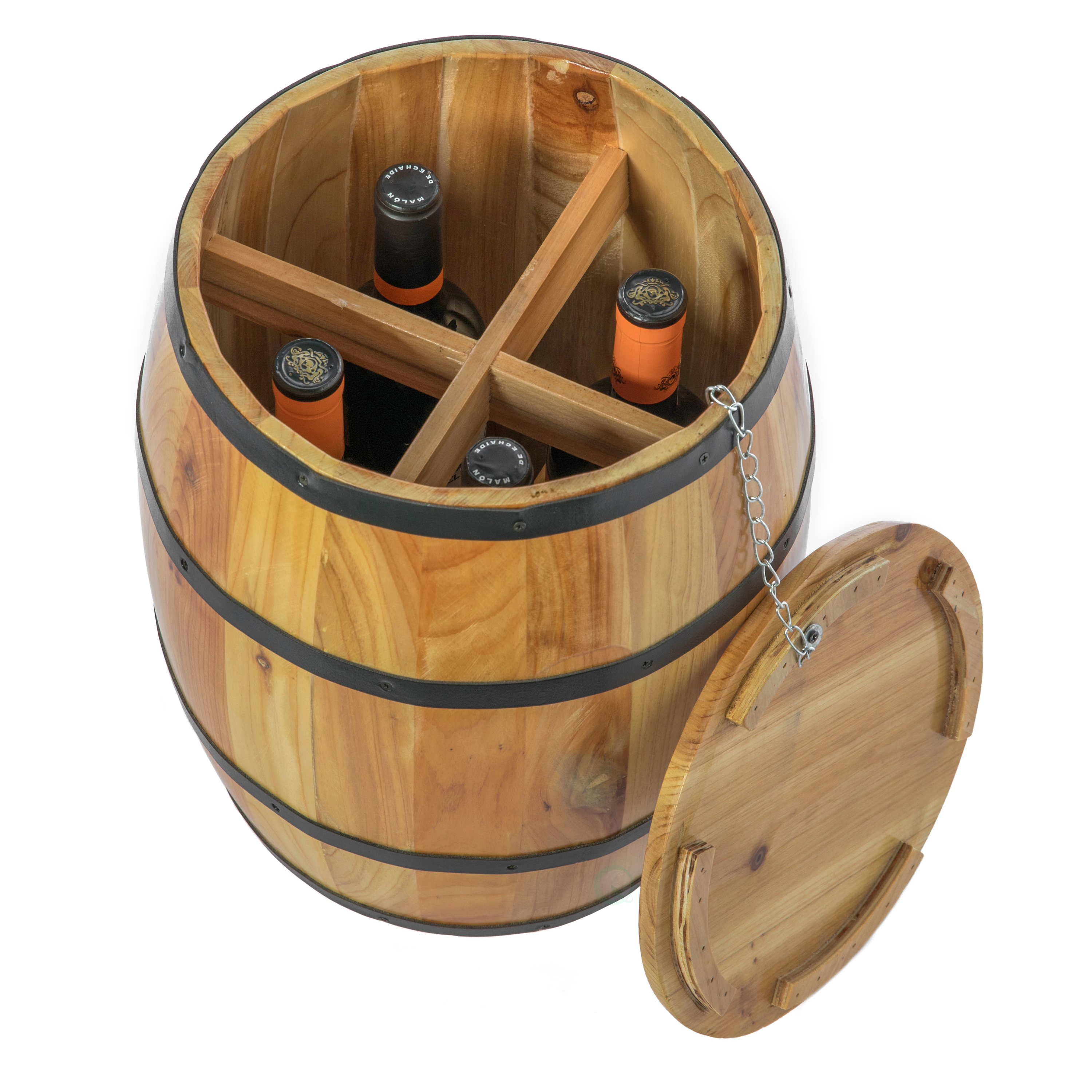 Wine Barrel 4 Sectional Crate With Removable Head Lid
