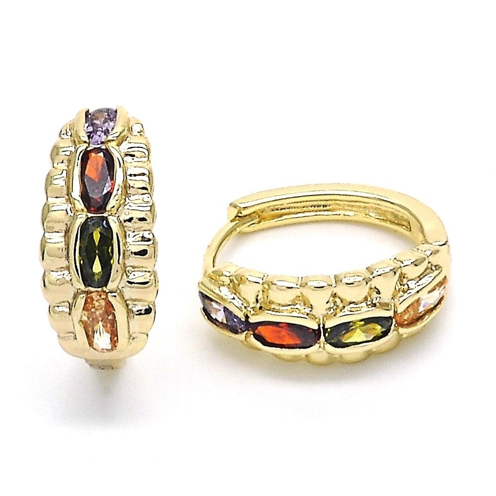3 Options HALO HUGGIE OVAL STONES LAB CREATED EARRINGS IN 18K Gold Filled High Polish Finsh - Multi Color