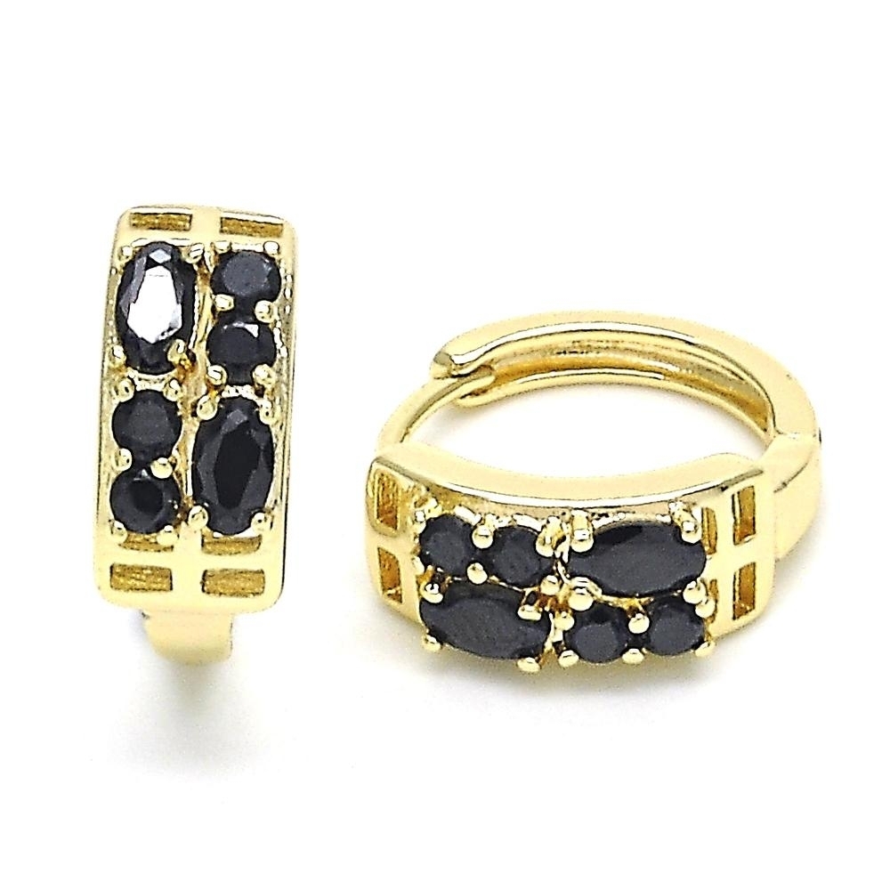 2 Options Huggie Stones Lab Created Earrings In 18K Gold Filled High Polish Finsh - Black