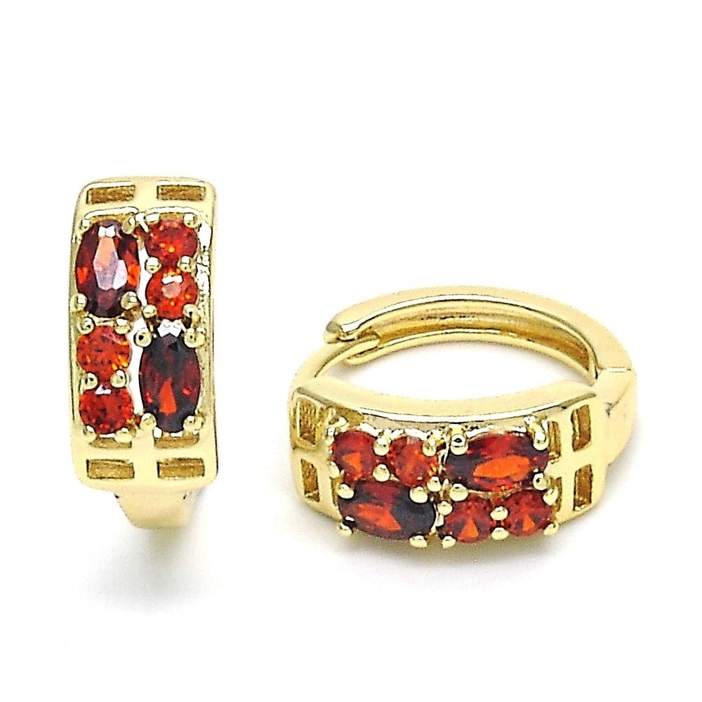 2 Options Huggie Stones Lab Created Earrings In 18K Gold Filled High Polish Finsh - Red