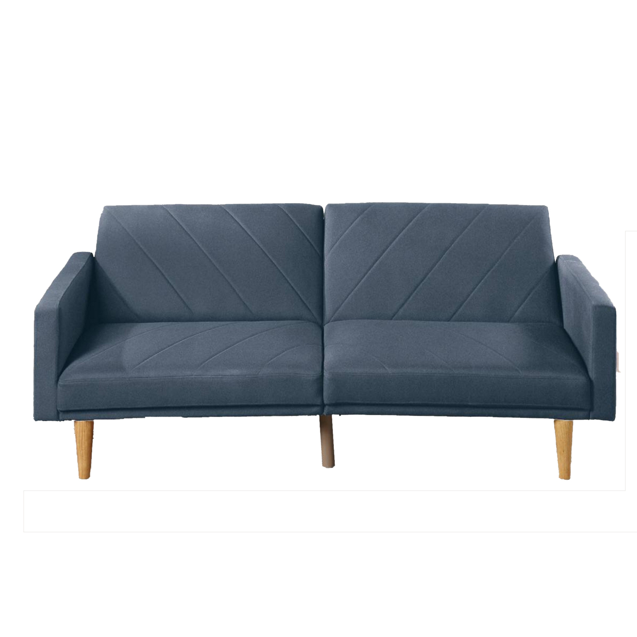 Fabric Adjustable Sofa With Chevron Pattern And Splayed Legs, Navy Blue- Saltoro Sherpi