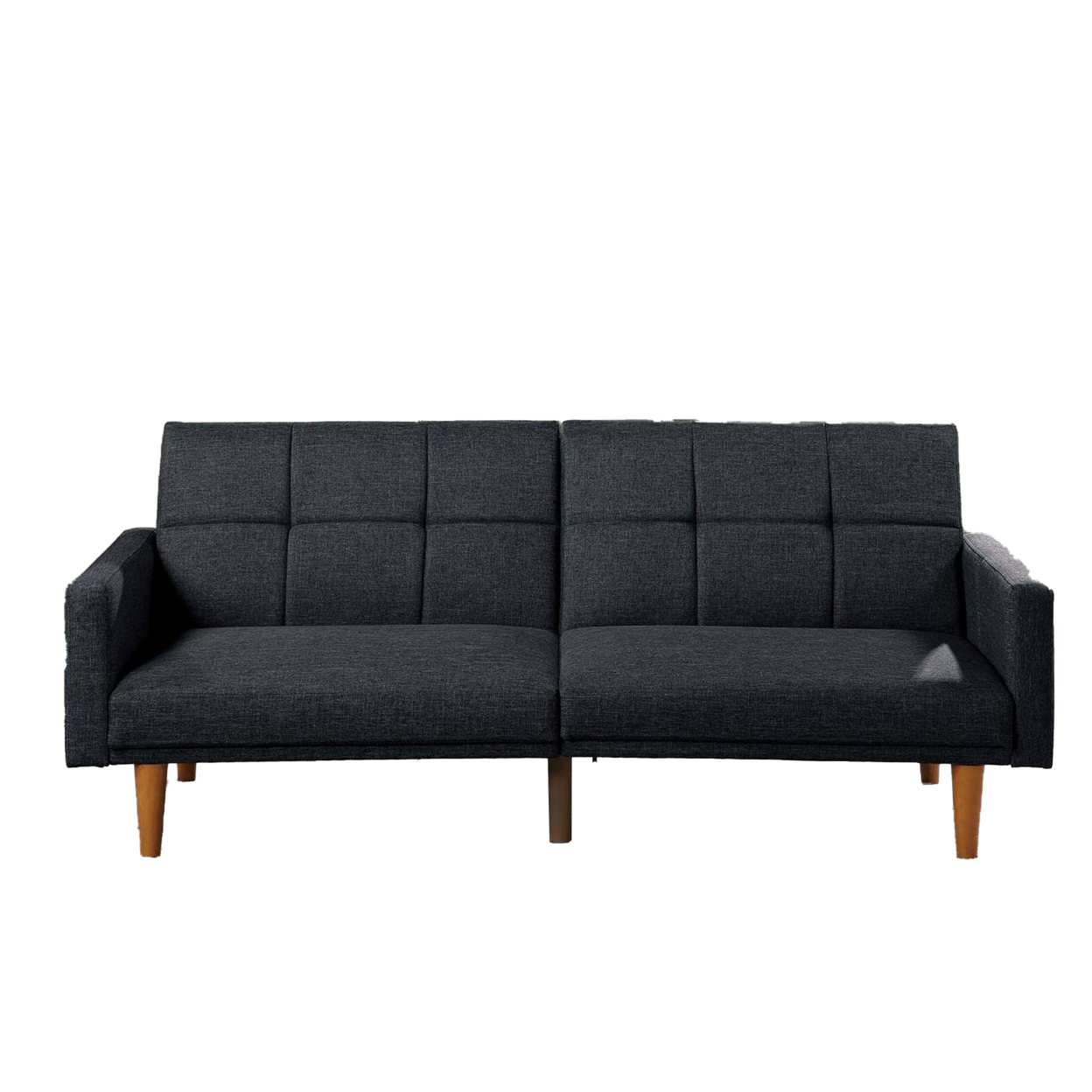 Fabric Adjustable Sofa With Square Tufted Back, Dark Gray- Saltoro Sherpi