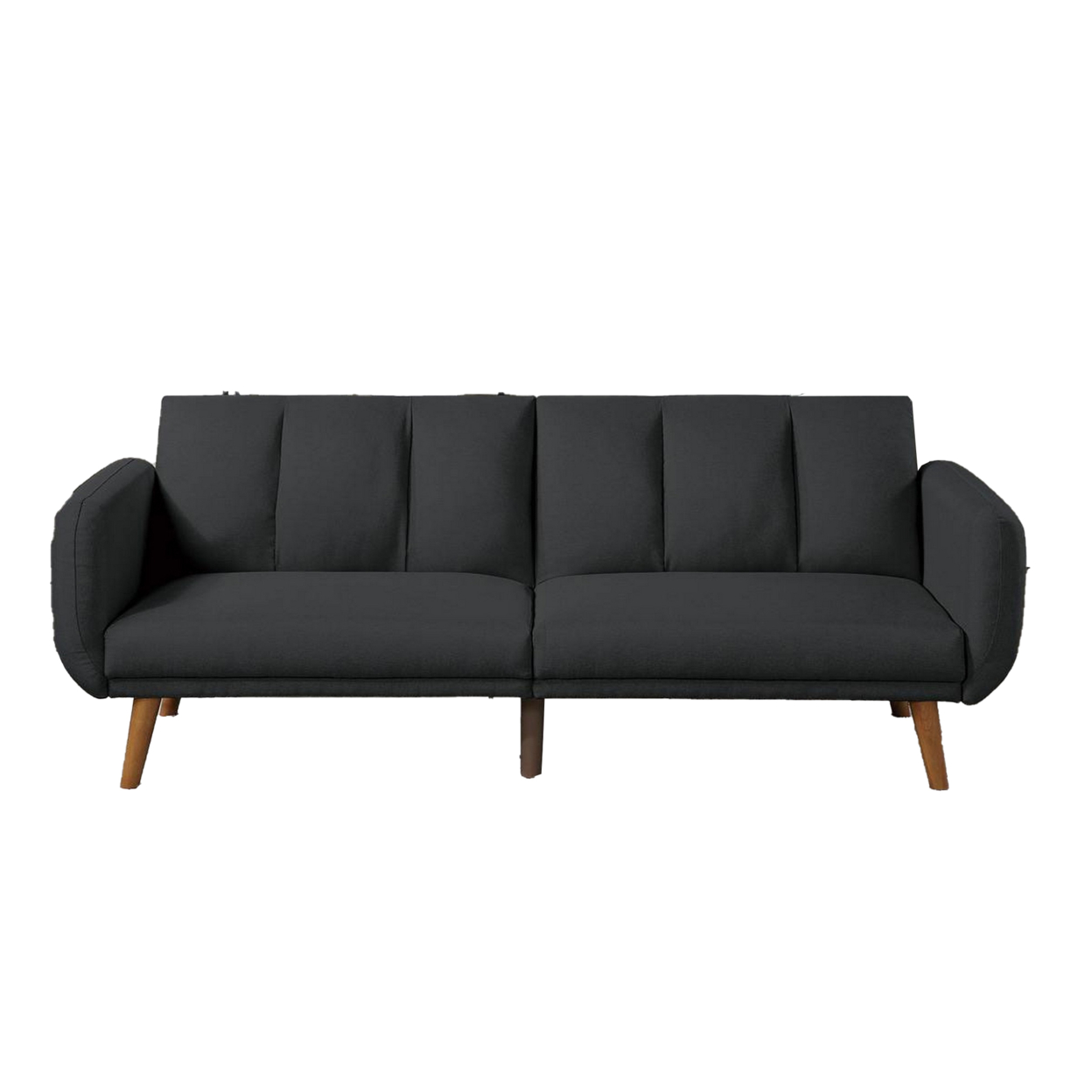Adjustable Upholstered Sofa With Track Armrests And Angled Legs, Gray- Saltoro Sherpi