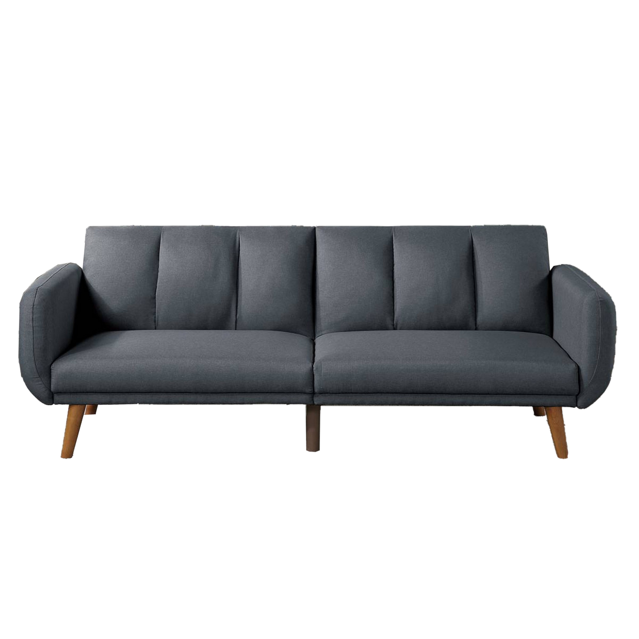 Adjustable Upholstered Sofa With Track Armrests And Angled Legs, Light Gray- Saltoro Sherpi
