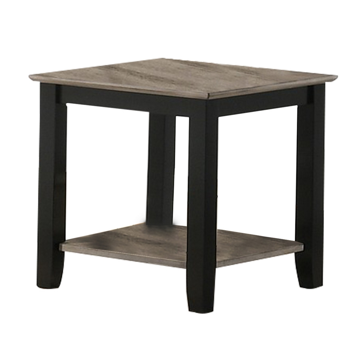 Wooden End Table With One Open Shelf, Black And Gray- Saltoro Sherpi