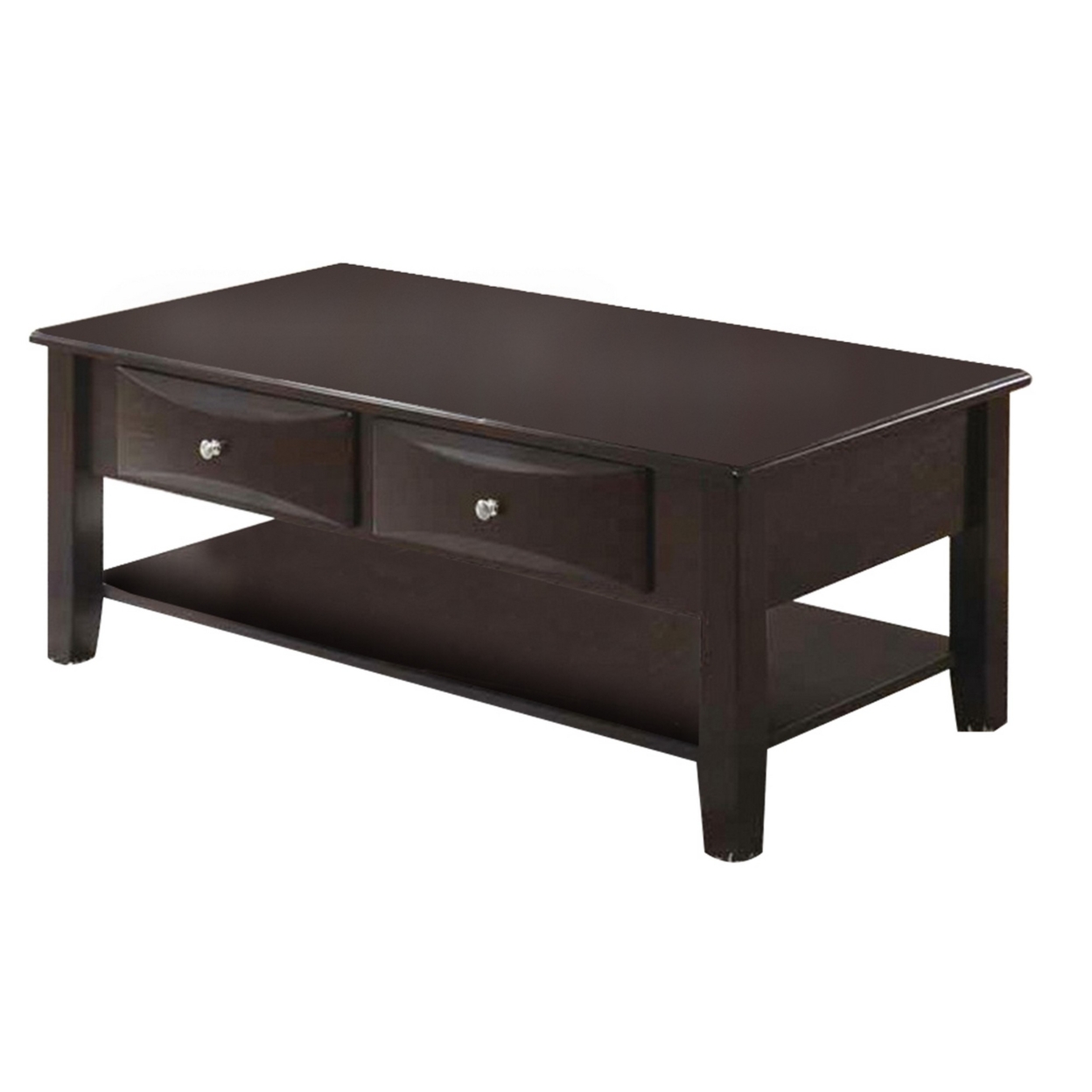 Wooden Coffee Table With 2 Spacious Drawers, Brown- Saltoro Sherpi