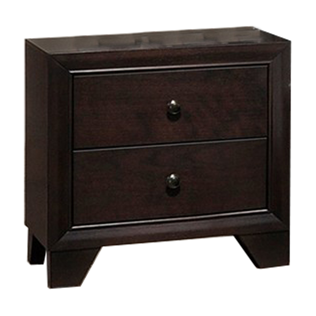 Transitional Wooden Nightstand With Two Spacious Drawers, Brown- Saltoro Sherpi