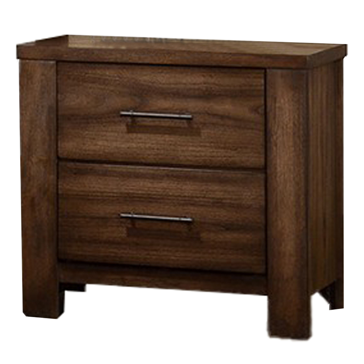 Transitional Wooden Nightstand With Two Drawers, Brown- Saltoro Sherpi