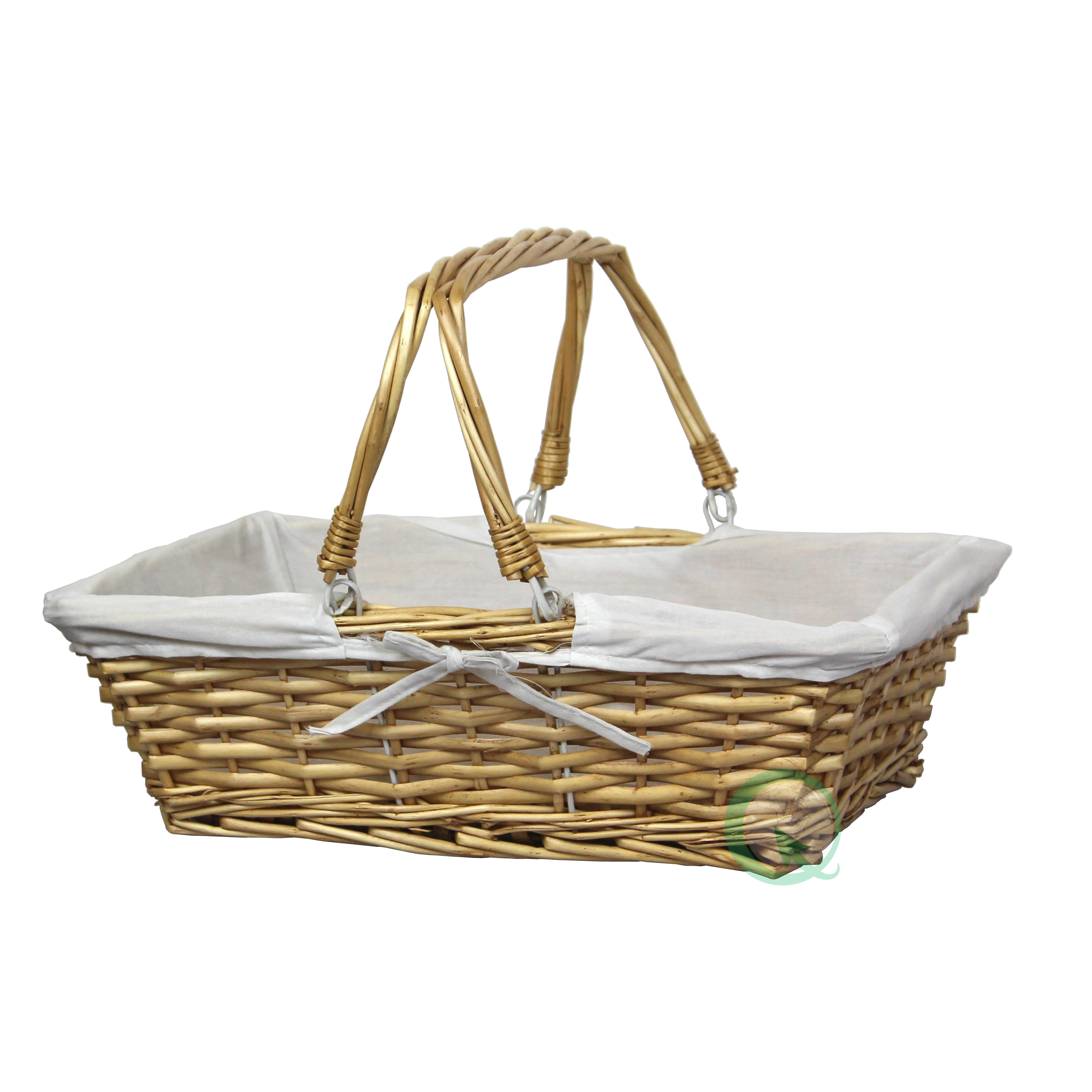 Rectangular Willow Basket With White Fabric Lining
