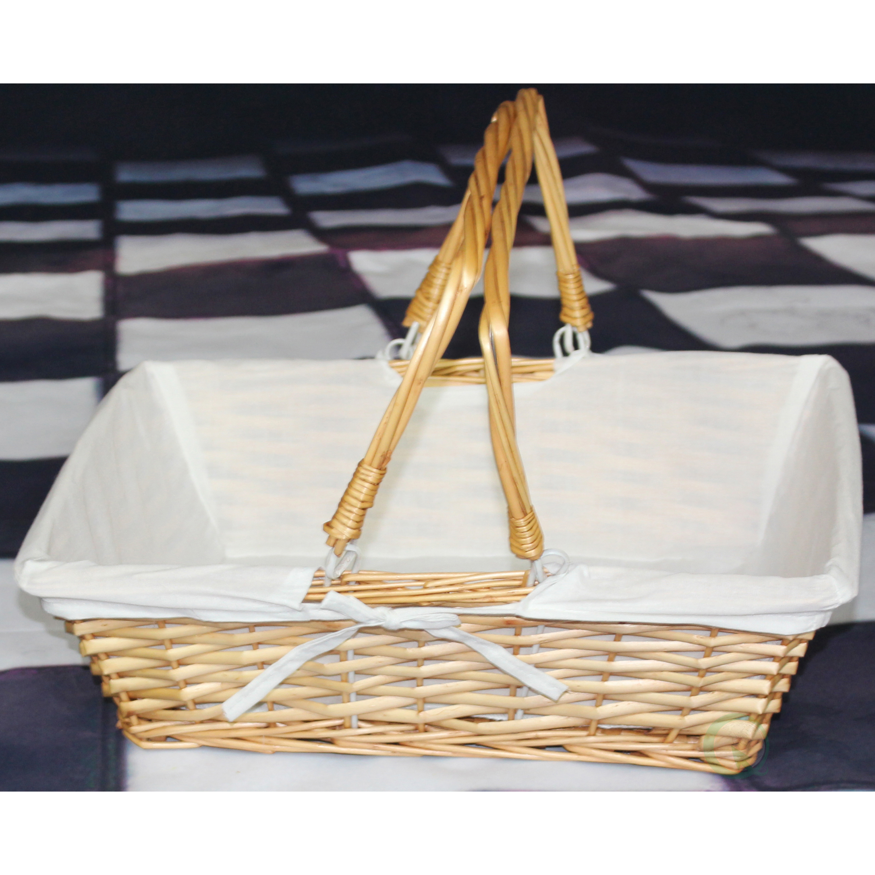 Rectangular Willow Basket With White Fabric Lining