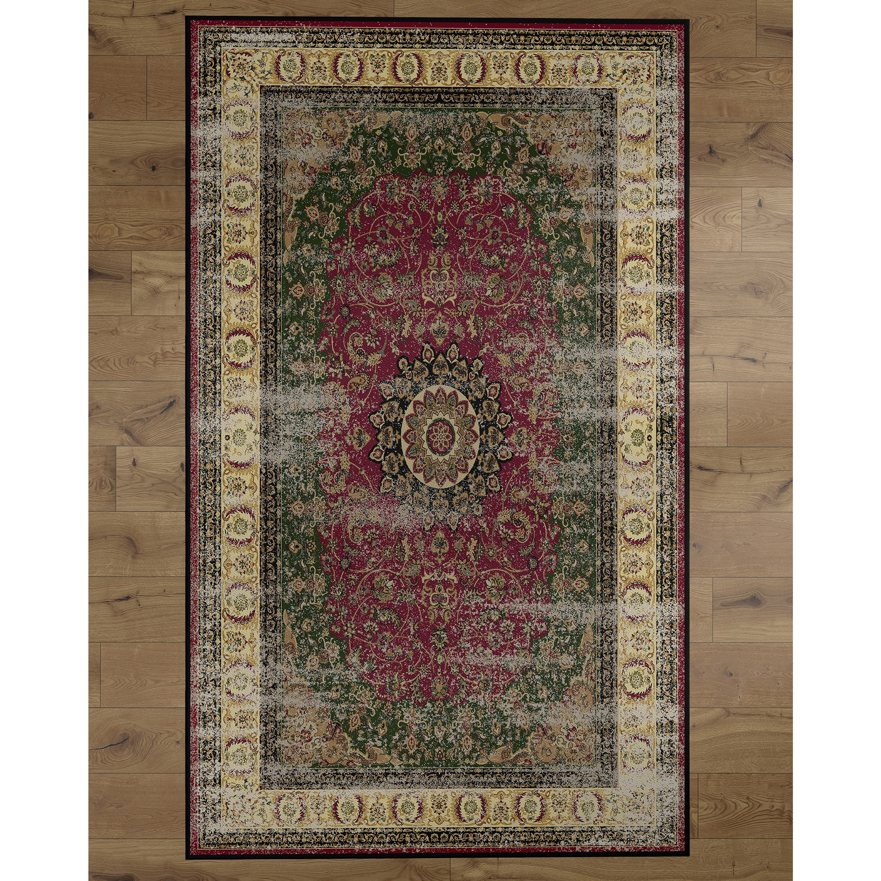 Deerlux Traditional Oriental Persian Style Living Room Area Rug With Nonslip Backing, Classic Pink - 8x10