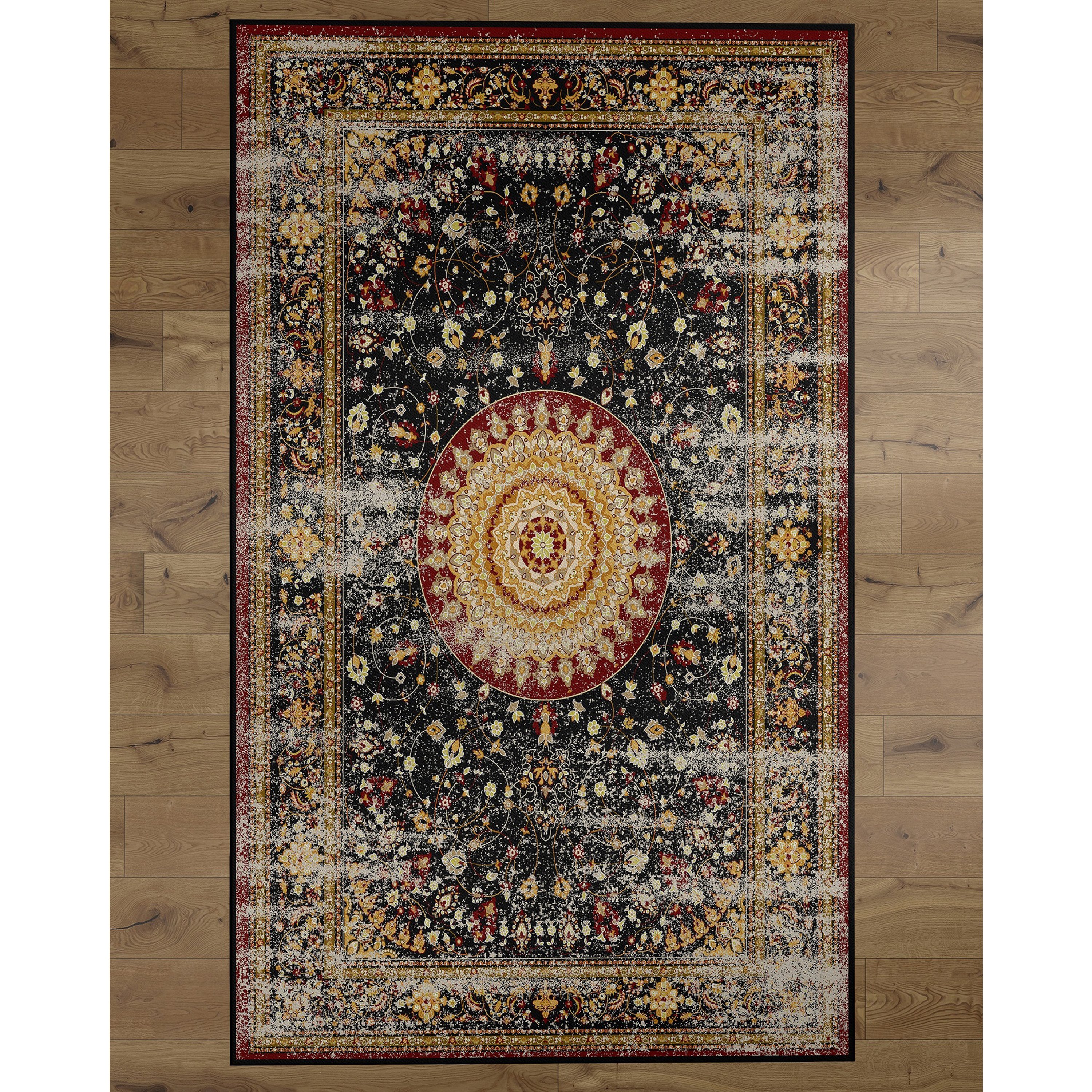 Deerlux Traditional Oriental Persian Style Living Room Area Rug With Nonslip Backing, Classic Red - 8x10
