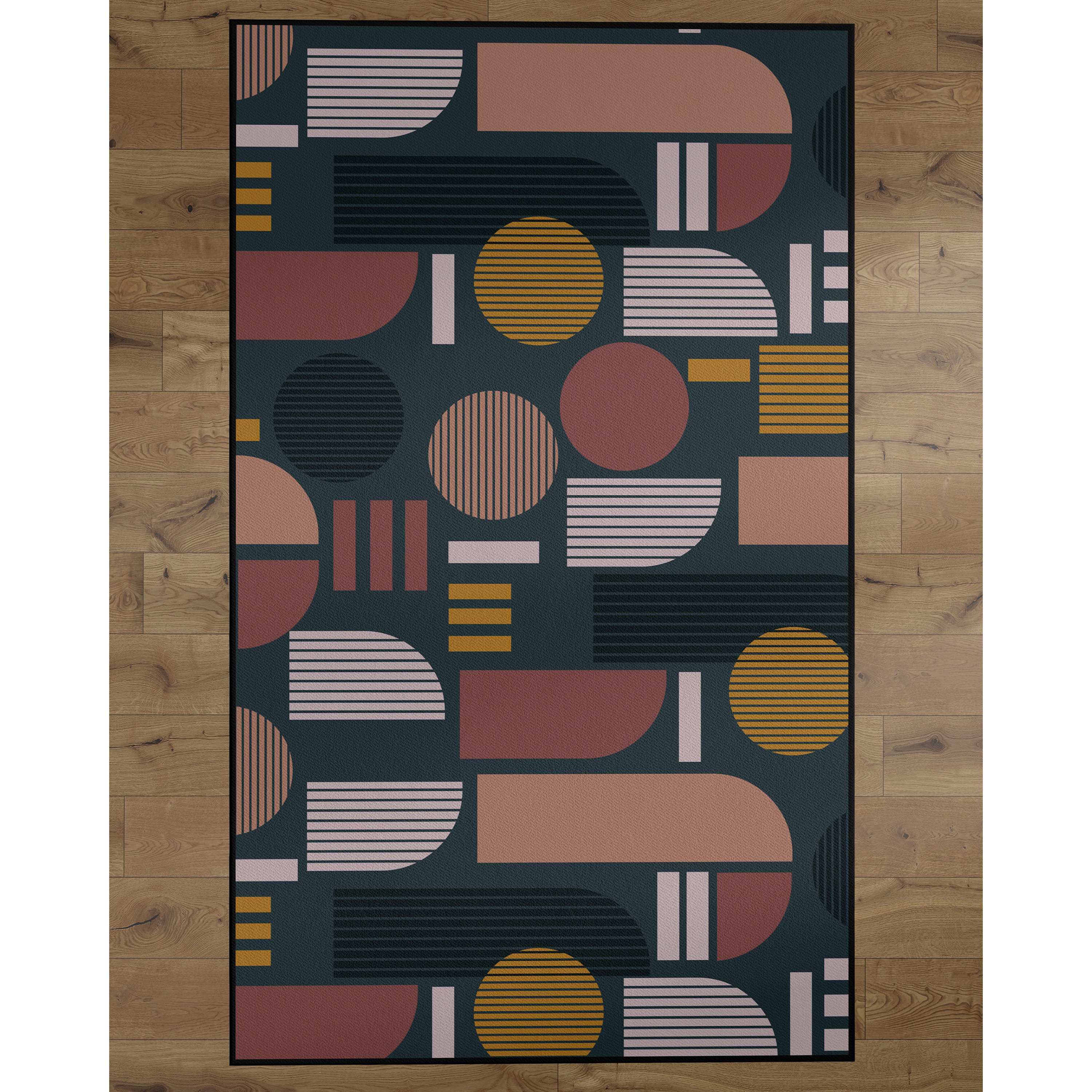 Deerlux Modern Living Room Area Rug With Nonslip Backing, Abstract Geo Pattern - 3x5