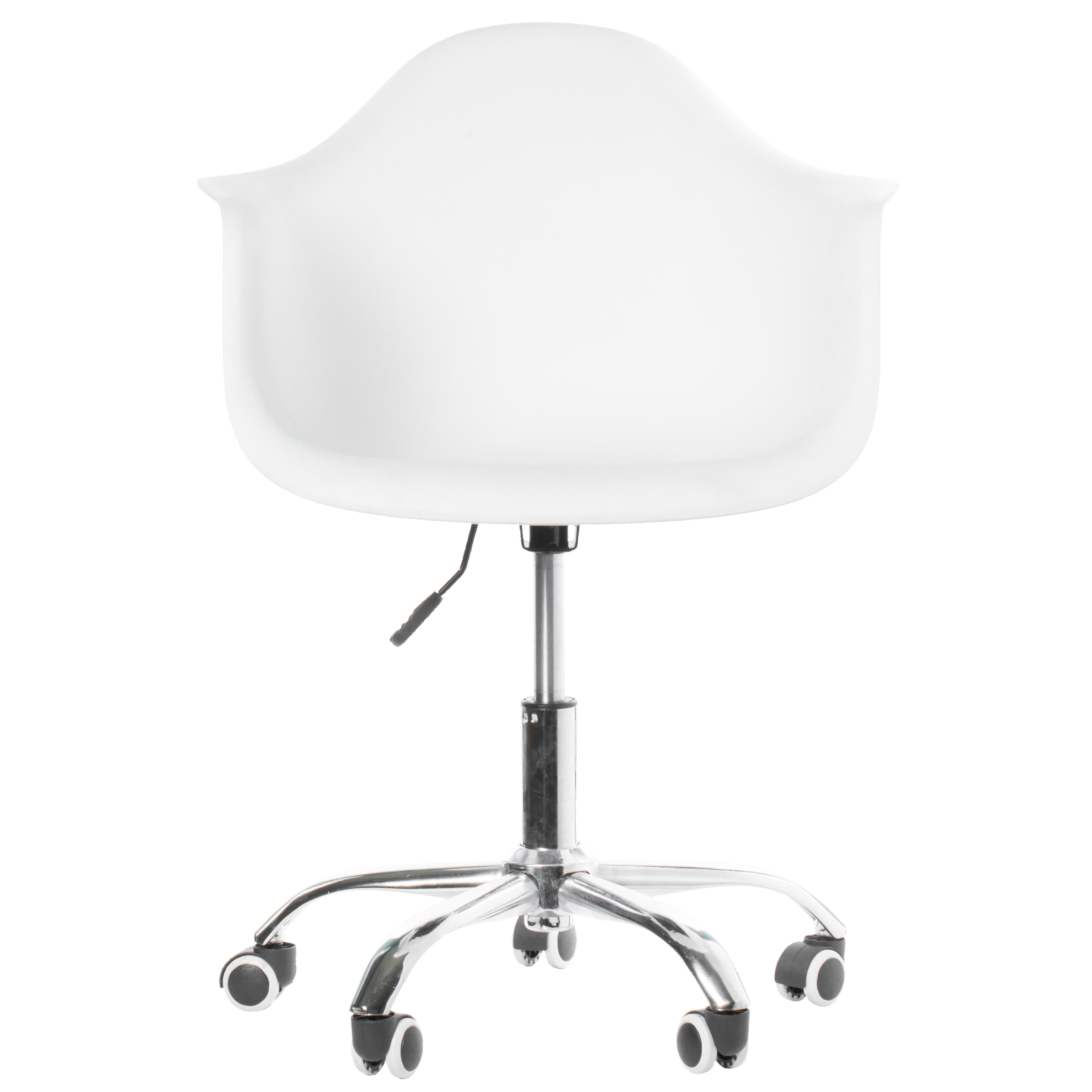 Mid-Century Modern Style Swivel Plastic Shell Molded Office Task Chair With Rolling Wheels - White