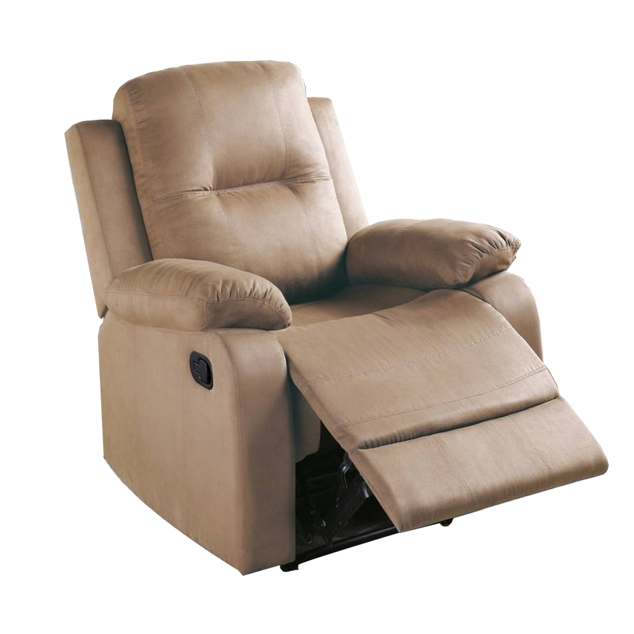 Fabric Upholstered Recliner With Tufted Back, Beige- Saltoro Sherpi