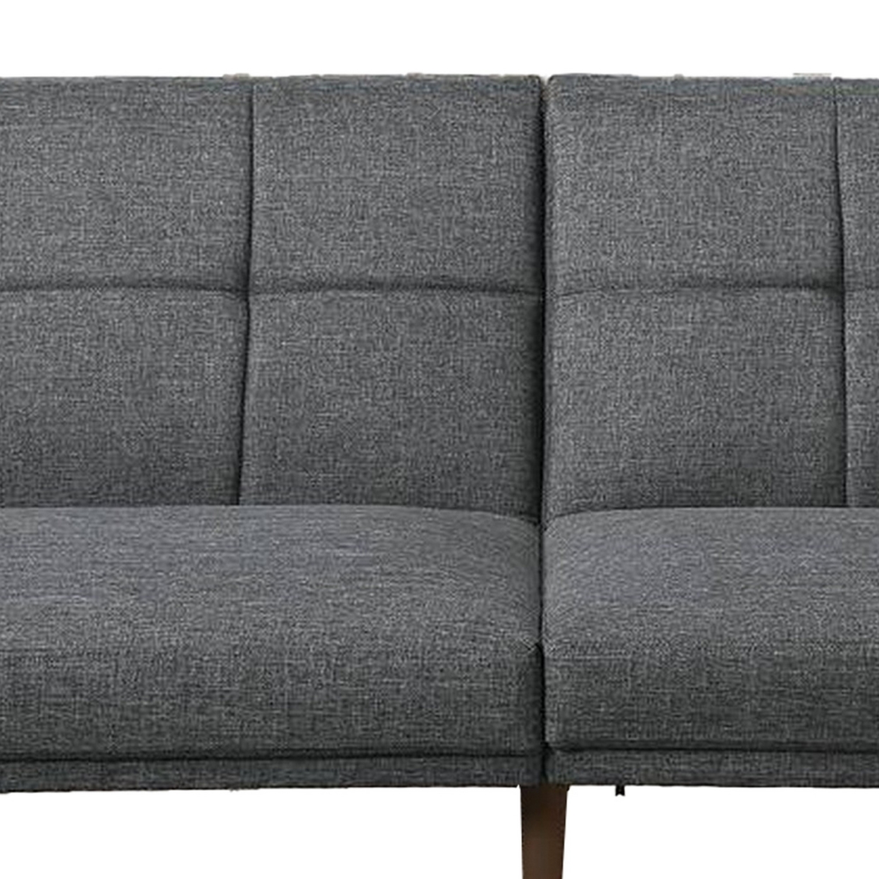 Fabric Adjustable Sofa With Square Tufted Back, Light Gray- Saltoro Sherpi