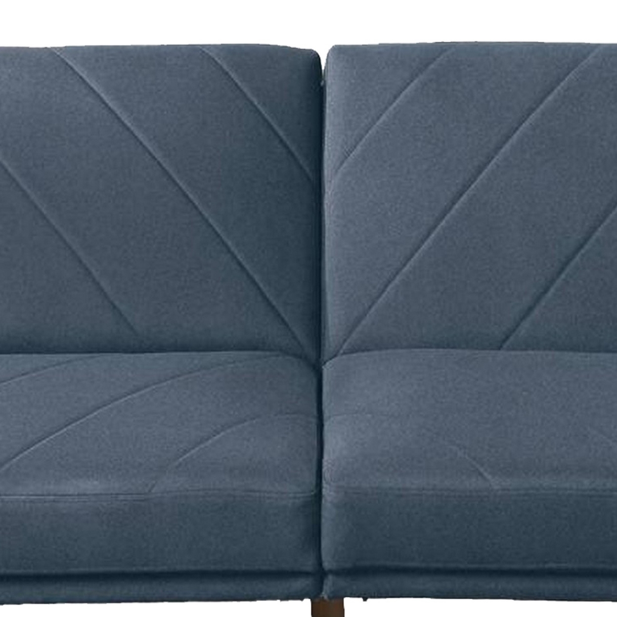 Fabric Adjustable Sofa With Chevron Pattern And Splayed Legs, Navy Blue- Saltoro Sherpi