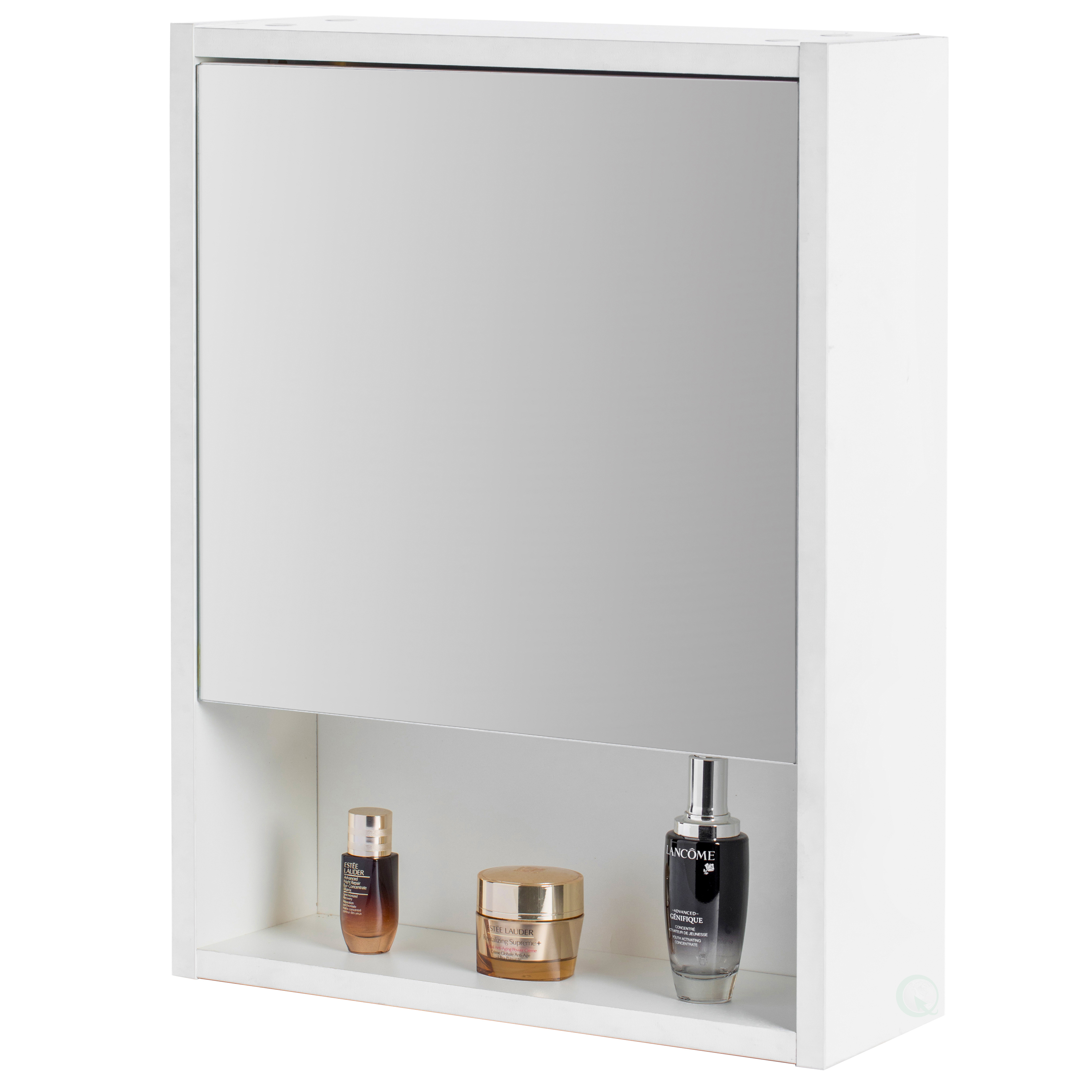 White Wall Mounted Bathroom Storage Cabinet, Mirrored Vanity Medicine Chest With 3 Shelves